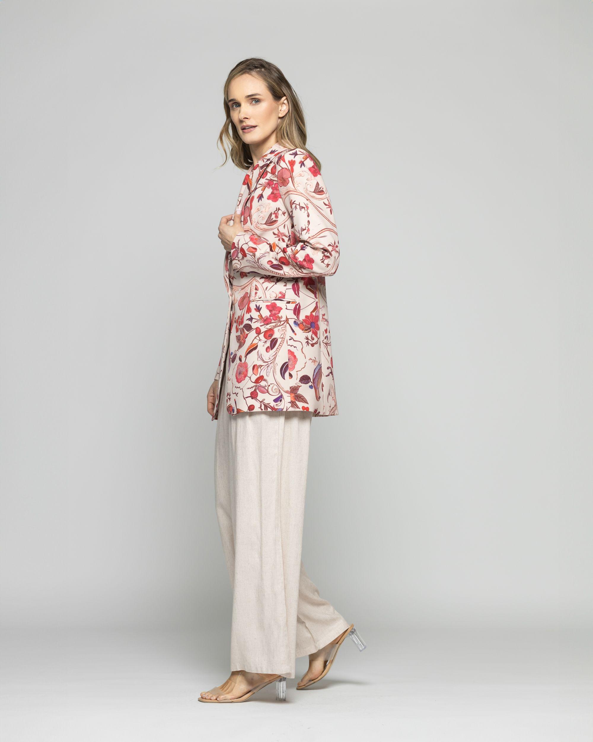 Blazer Mujer Heliconia Clásico Estampado Floral Multicolor Ludovica-5