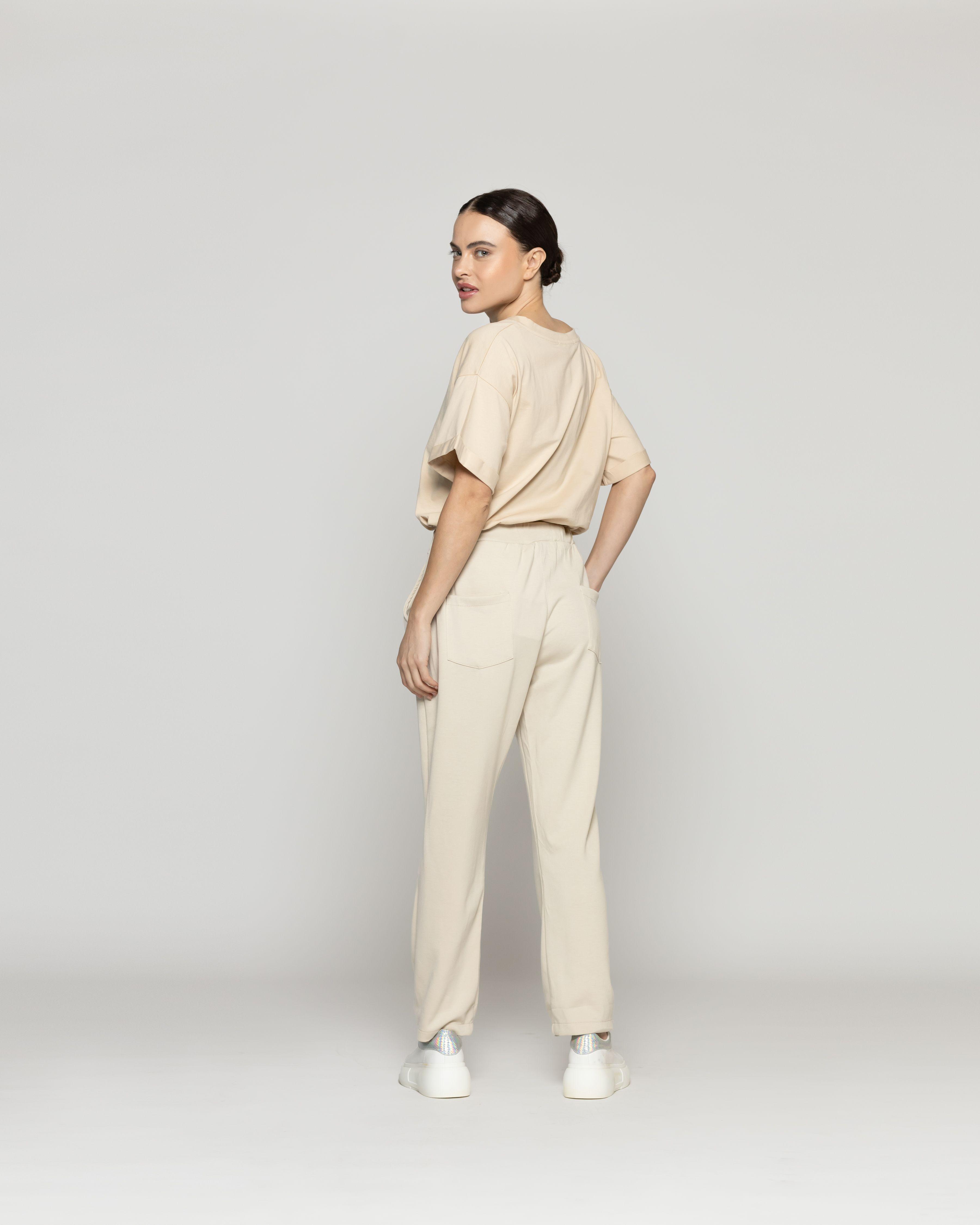 Pantalón Mujer Pastora Buzo Beige Lineatre-2