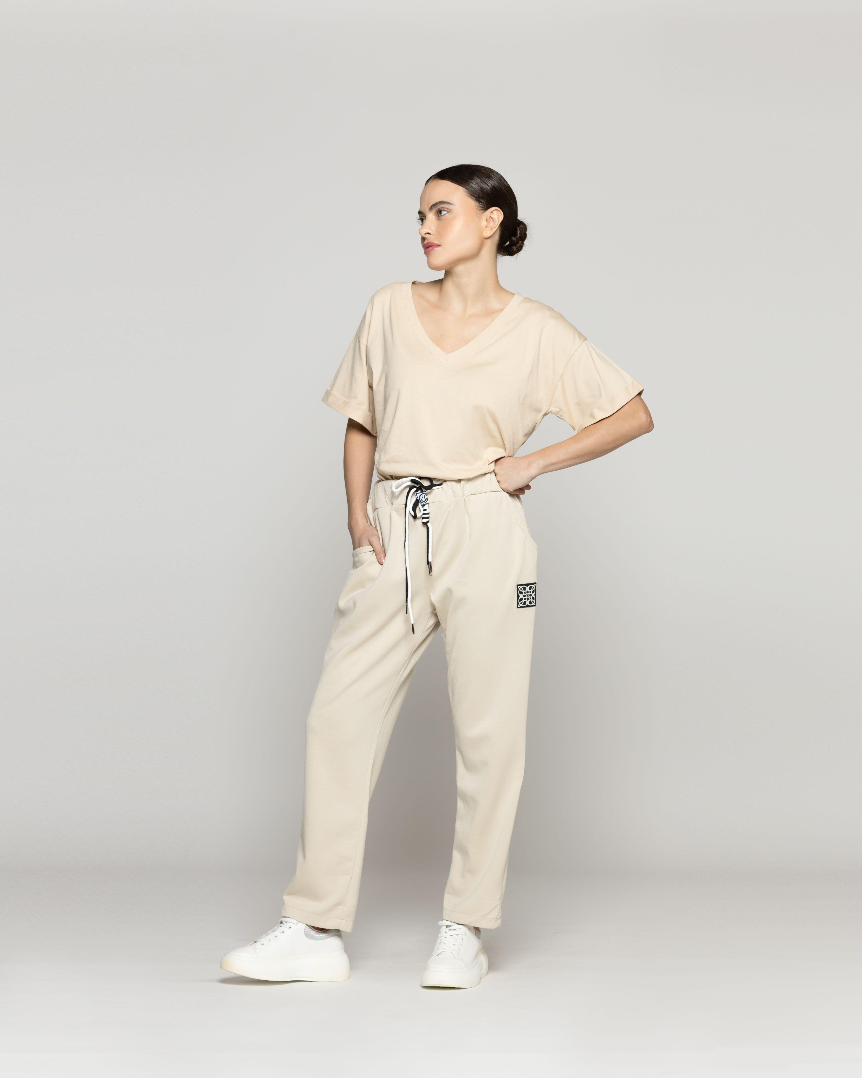 Pantalón Mujer Pastora Buzo Beige Lineatre-3