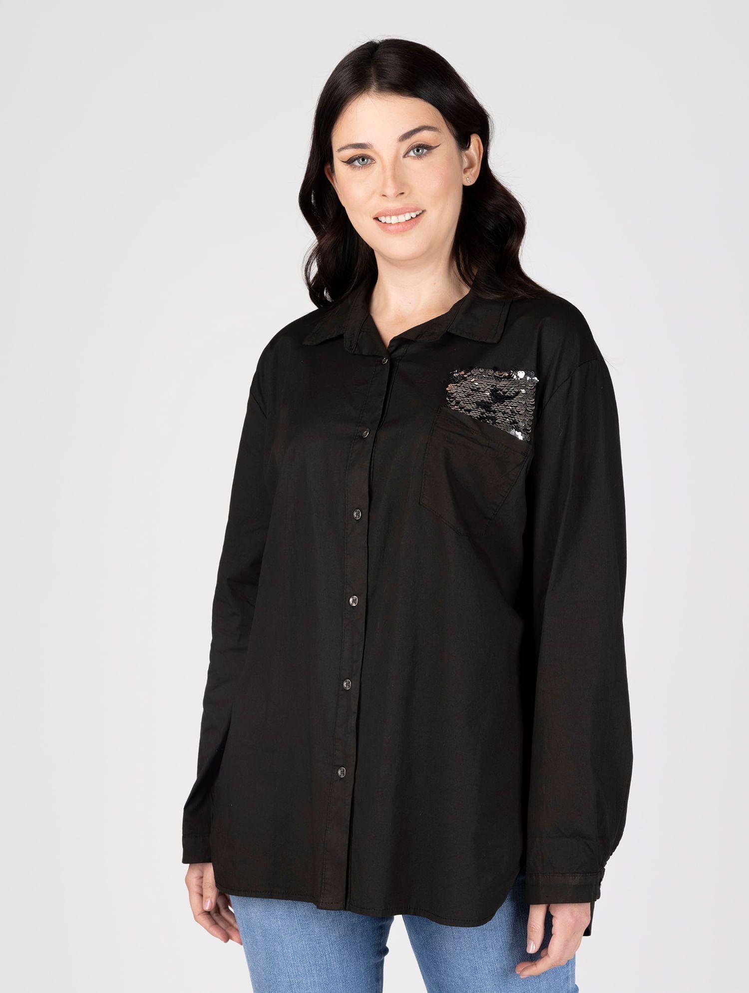 BLUSA NEGRO ESTILO CAMISA LINEATRE-2