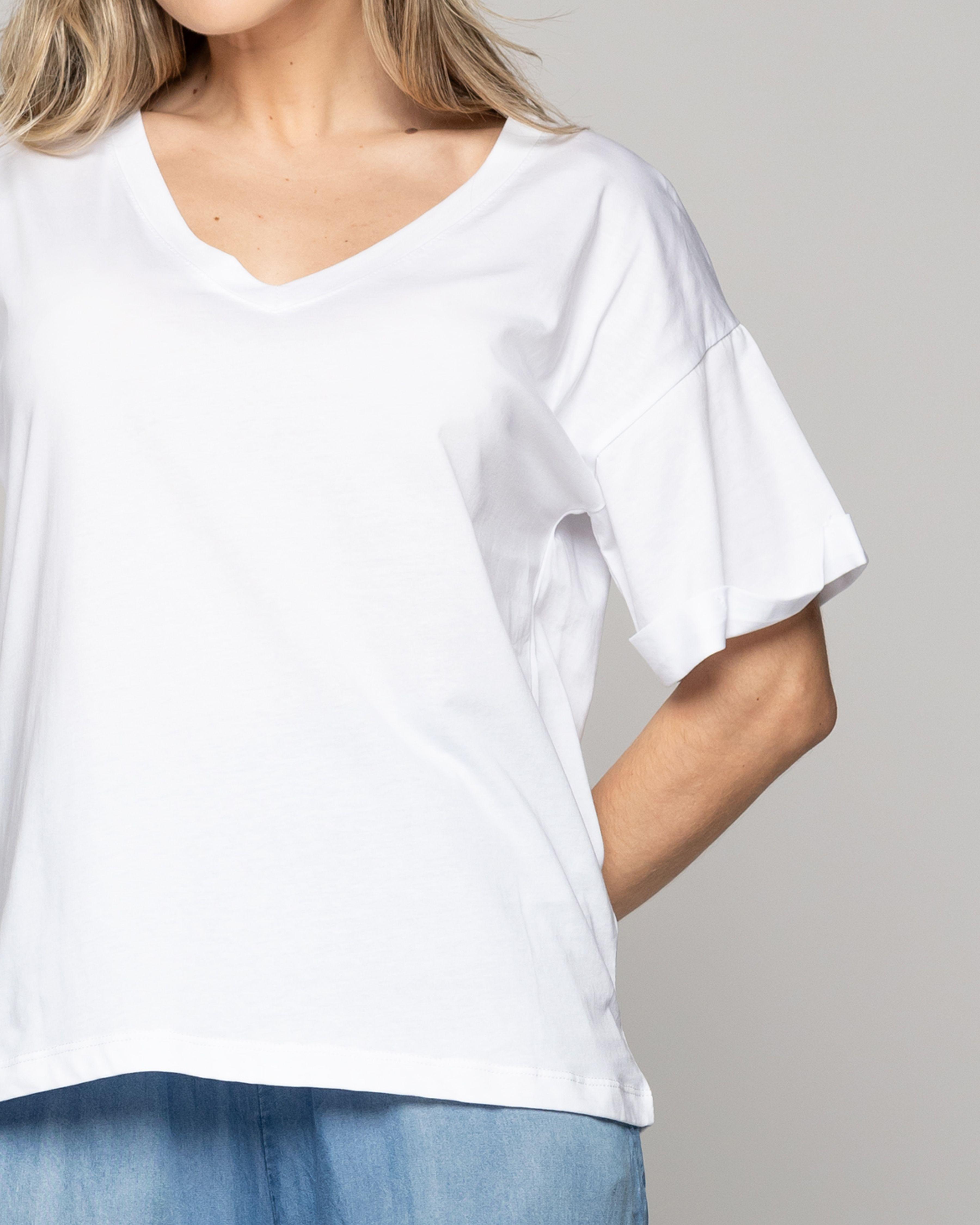 Polera Mujer Básico Ornella Escote V Blanca Lineatre-2