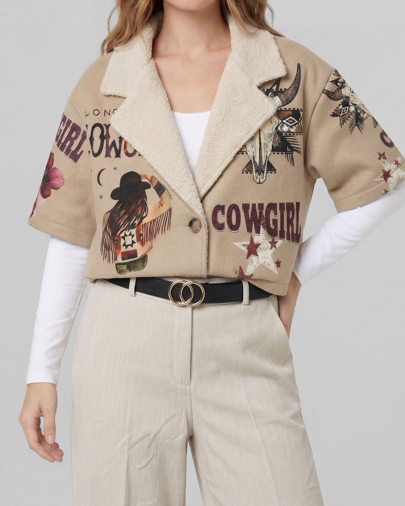 Chaqueta Mujer Ida Relaxed Cuello Con Solapa Manga Acampanada Taupe Lineatre-2