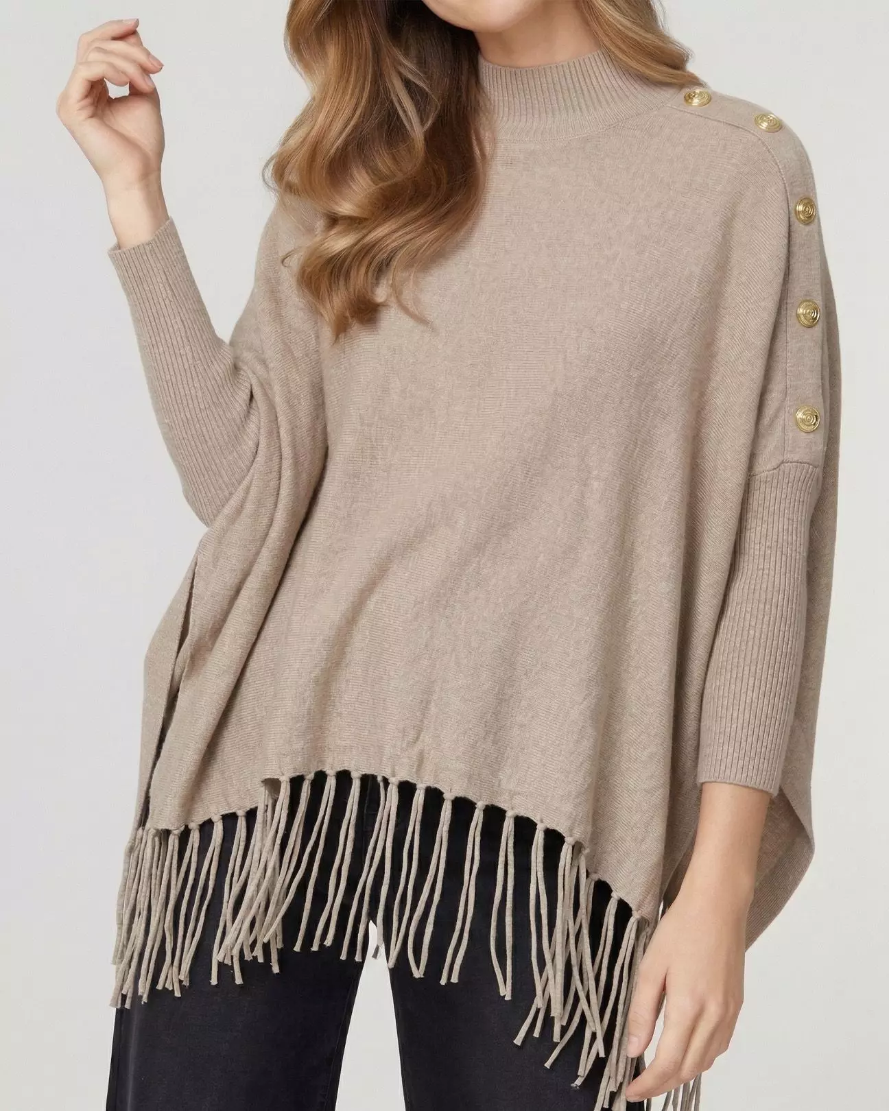 Sweater Mujer Rosario Regular Cuello Redondo Manga Ajustada Fango Lineatre-2