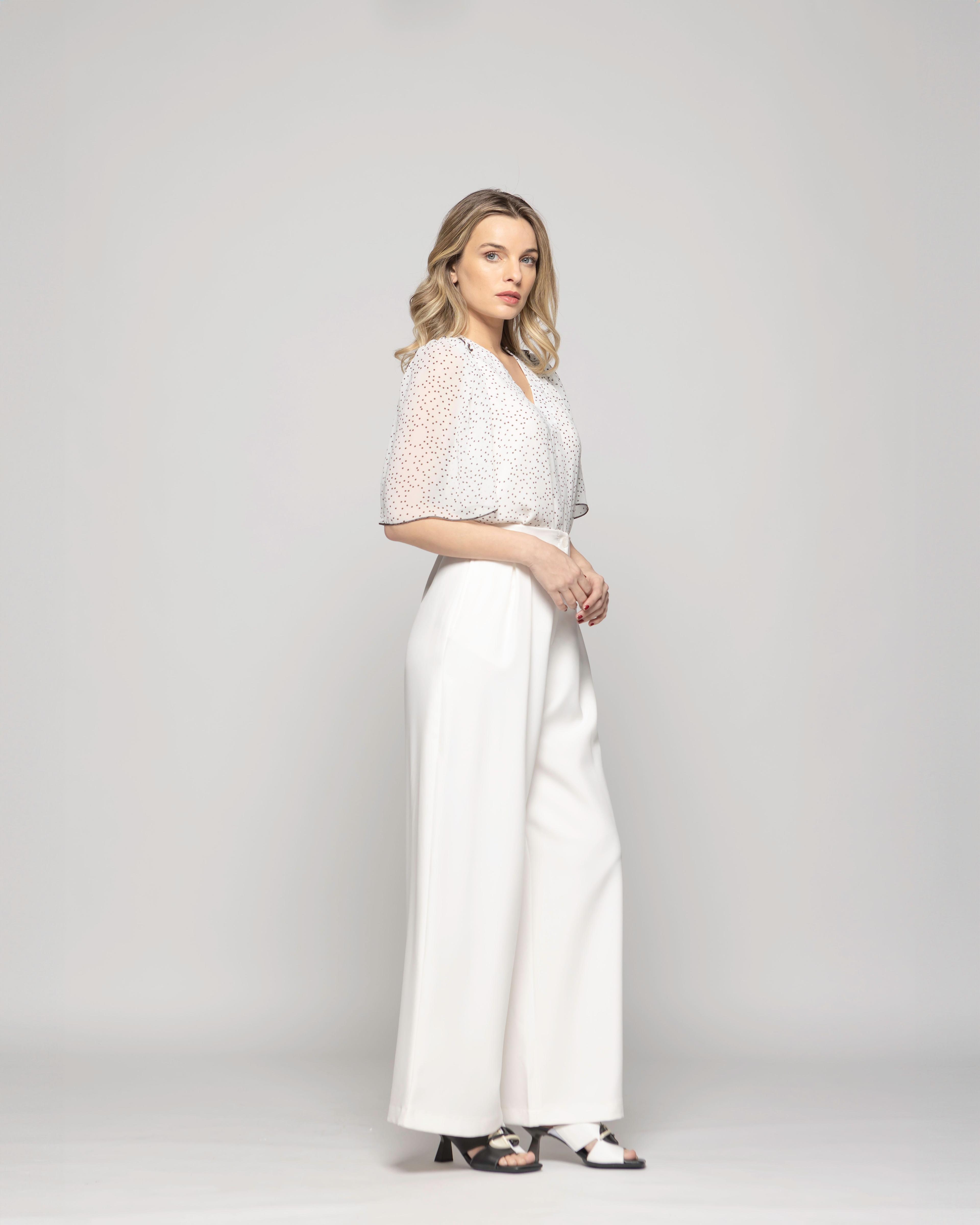Pantalón Mujer Tulipan Con Pinzas Blanco Crudo-4