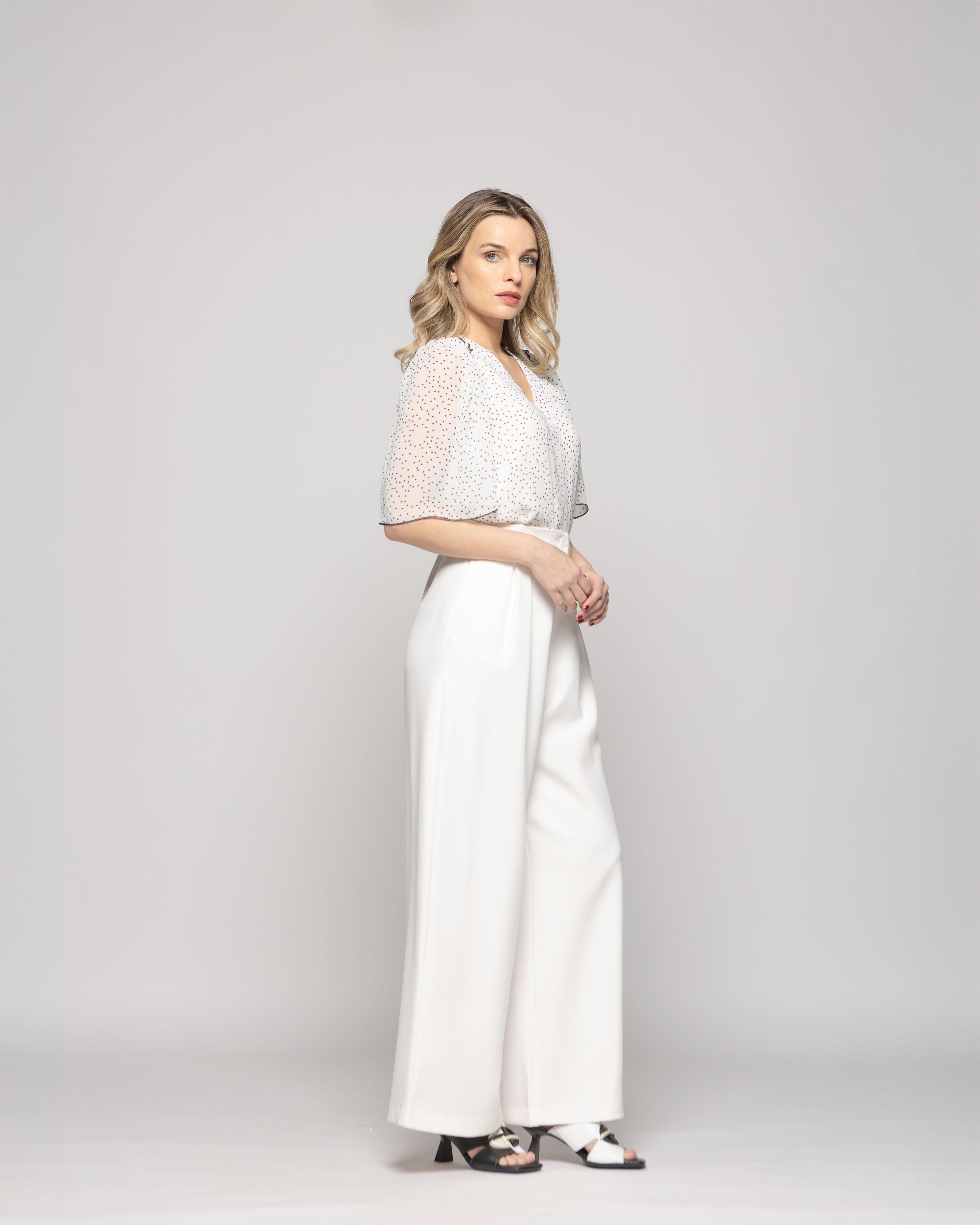 Pantalón Mujer Tulipan Con Pinzas Blanco Crudo-5