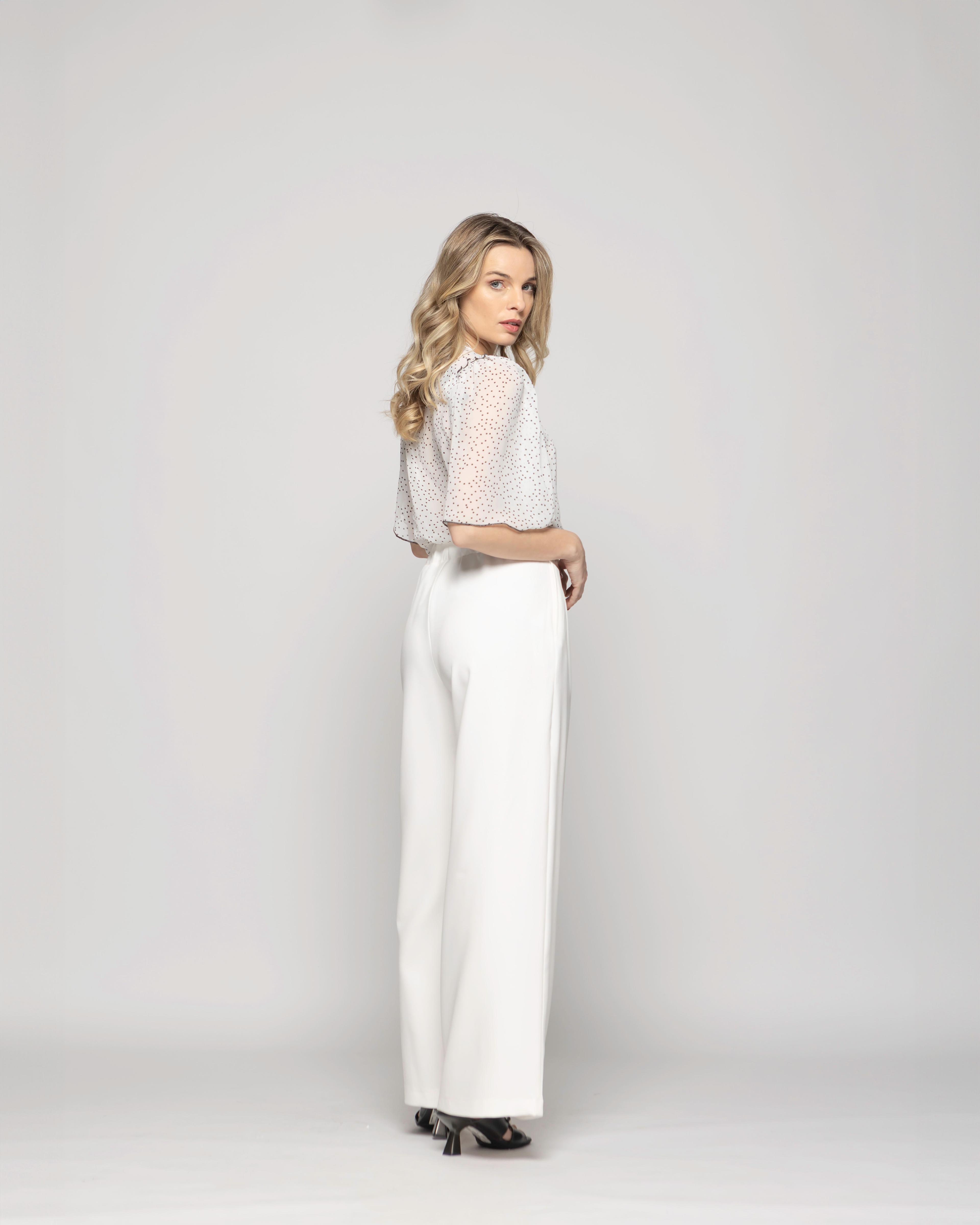 Pantalón Mujer Tulipan Con Pinzas Blanco Crudo-6