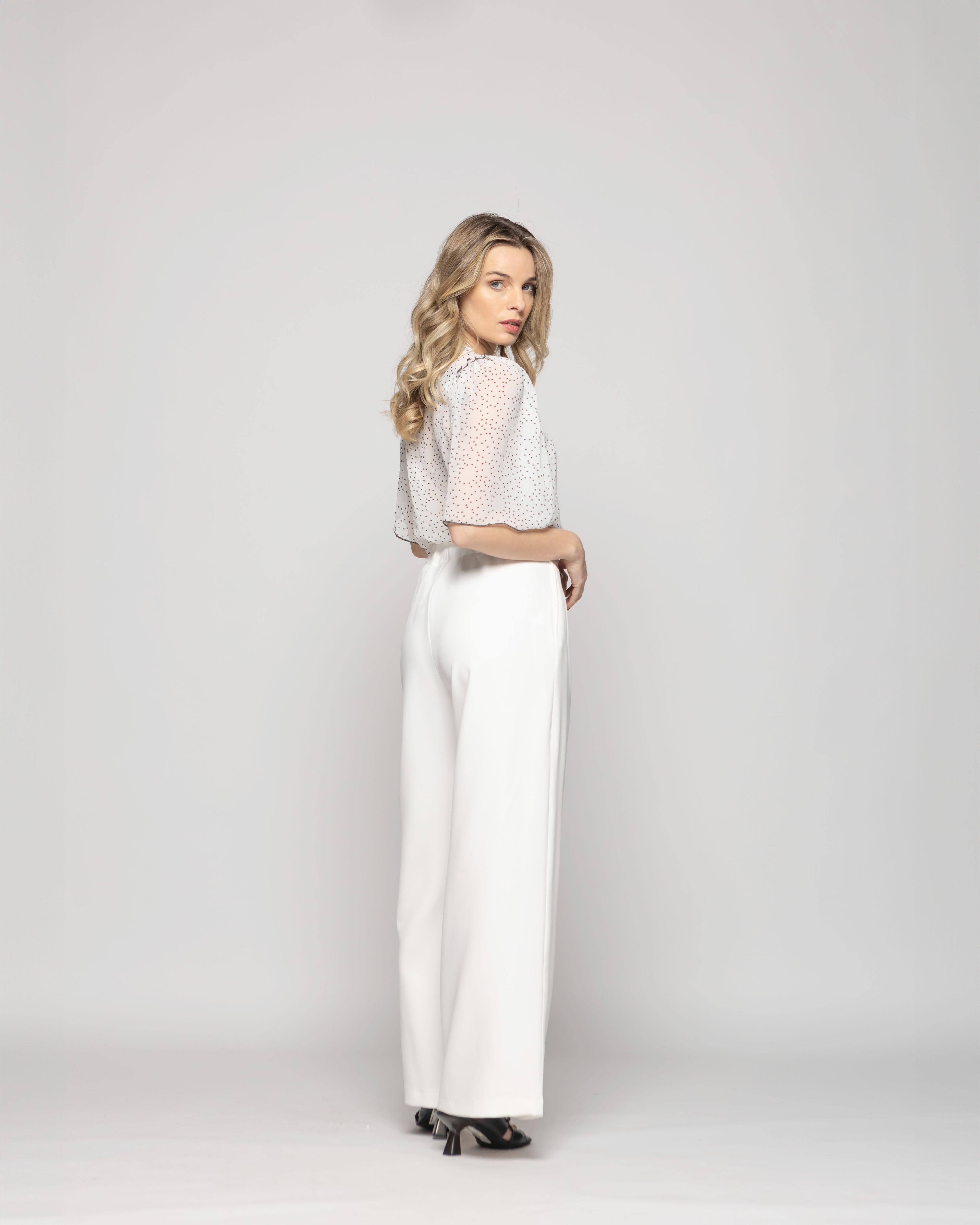 Pantalón Mujer Tulipan Con Pinzas Blanco Crudo-7
