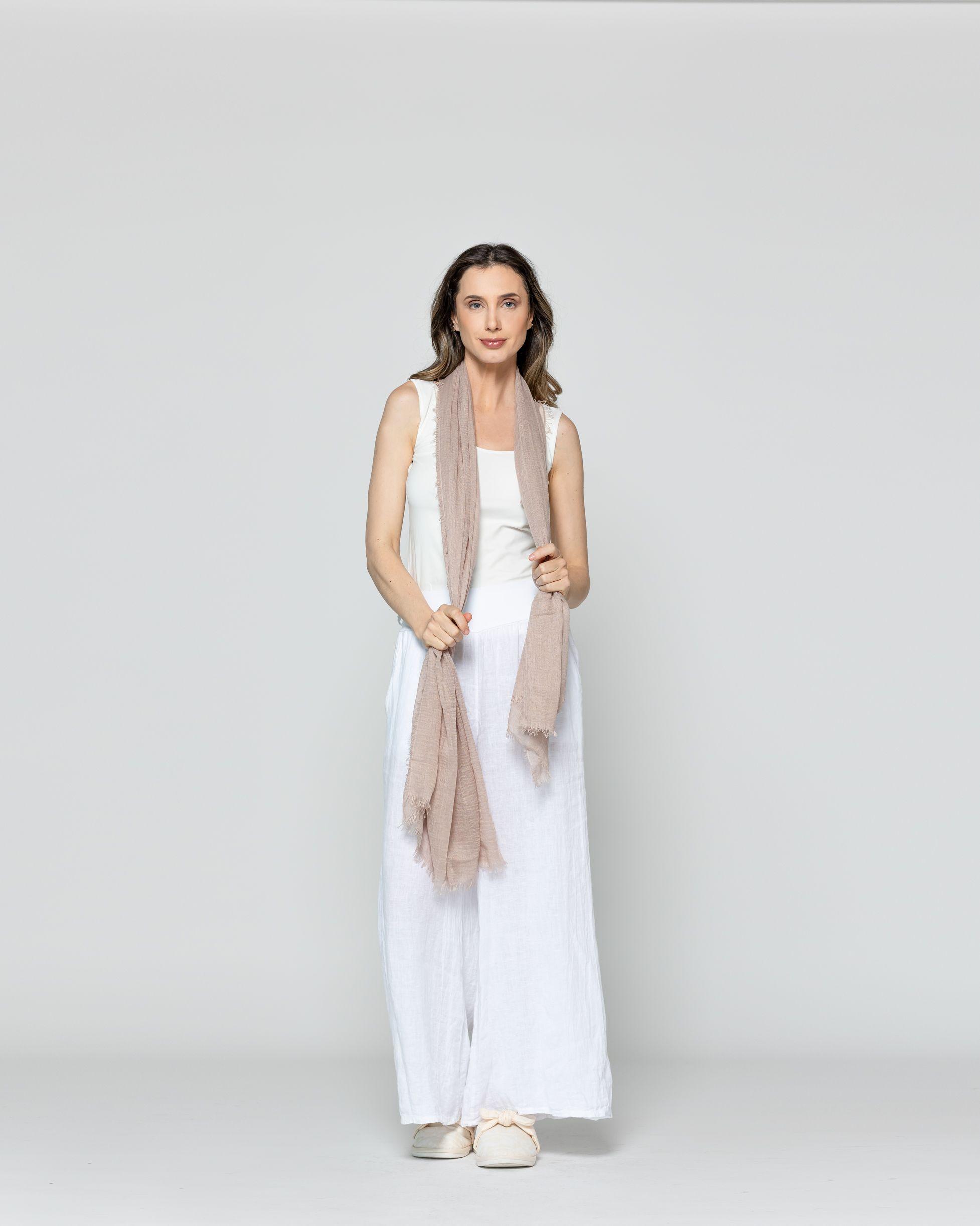 Pañuelo Mujer Con Textura Beige Lineatre-0