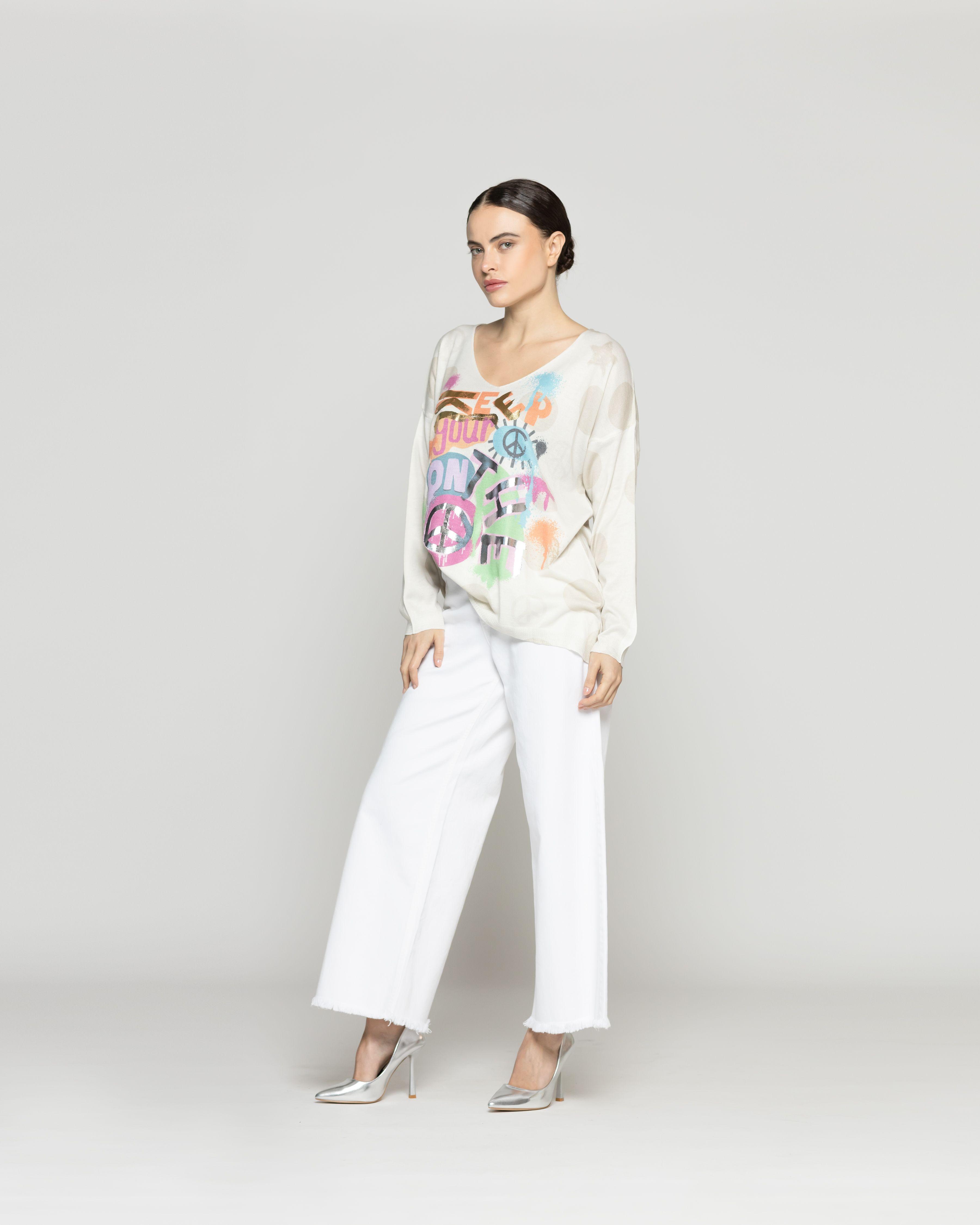 Sweater Mujer Wilma Tela Ligera Con Estampado Gráfico Lineatre-0