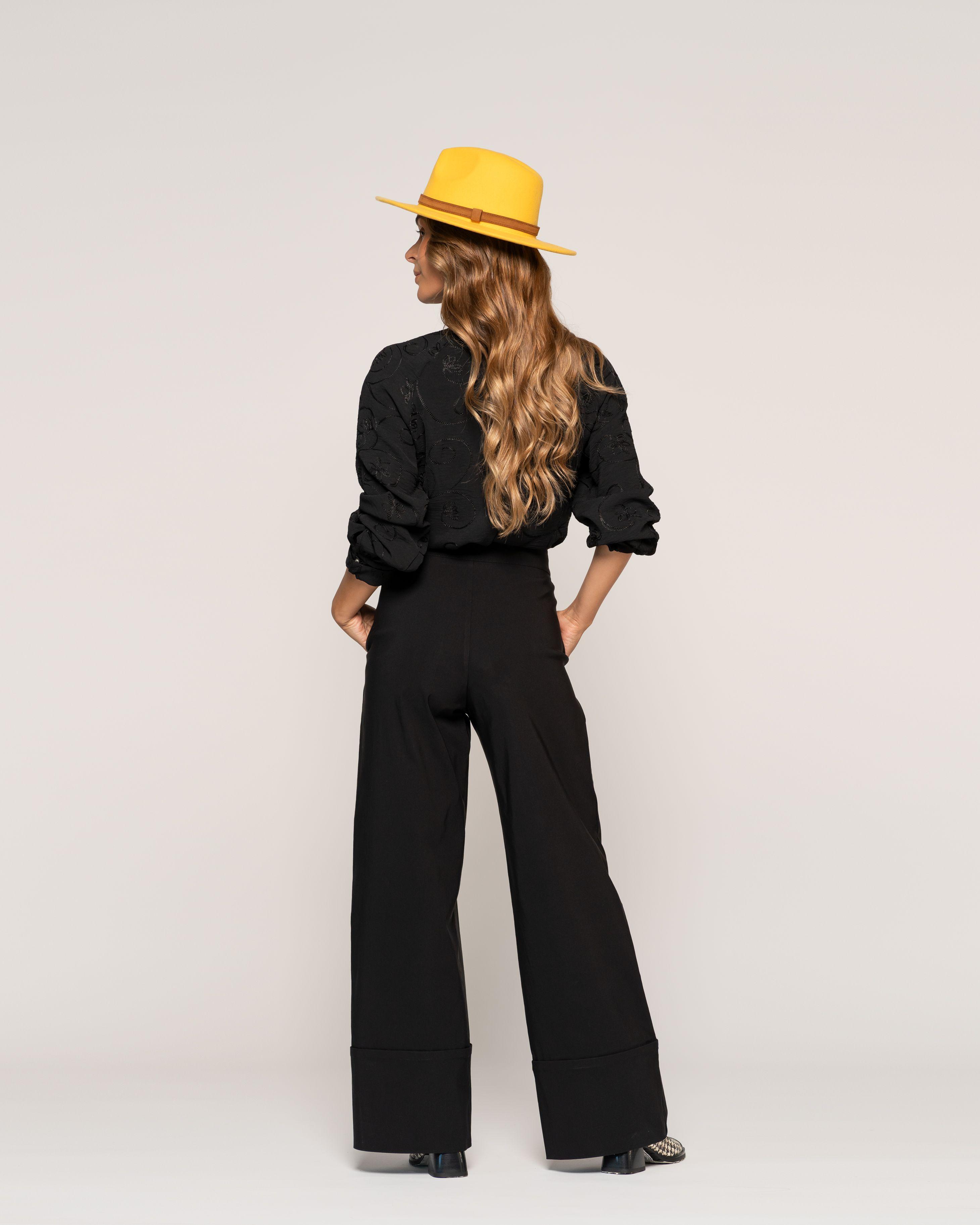 Sombrero Mostaza Ala Media Copa Definida Afieltrada Ludovica-2