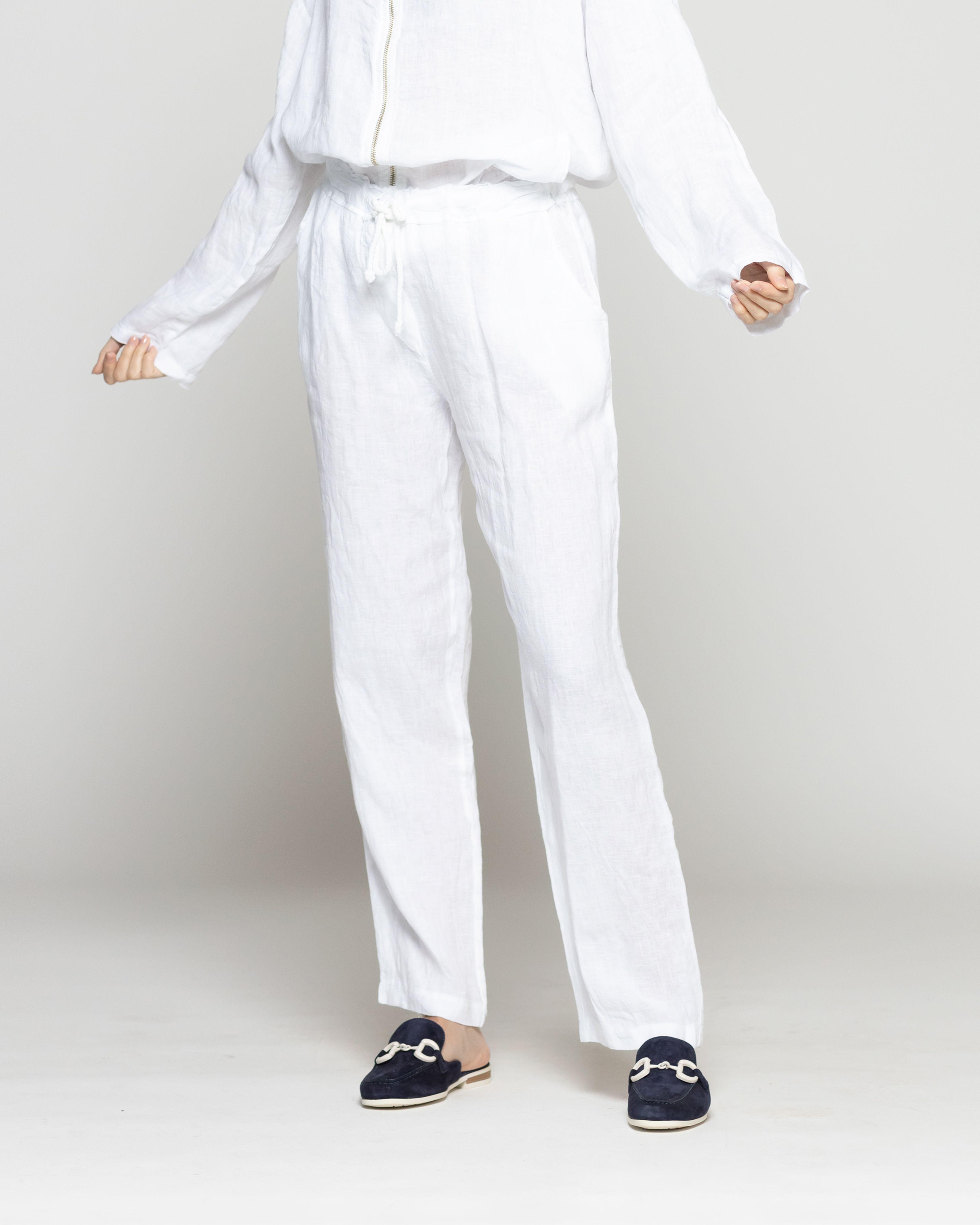 Pantalón Mujer Belén Lino Blanco Lineatre-1