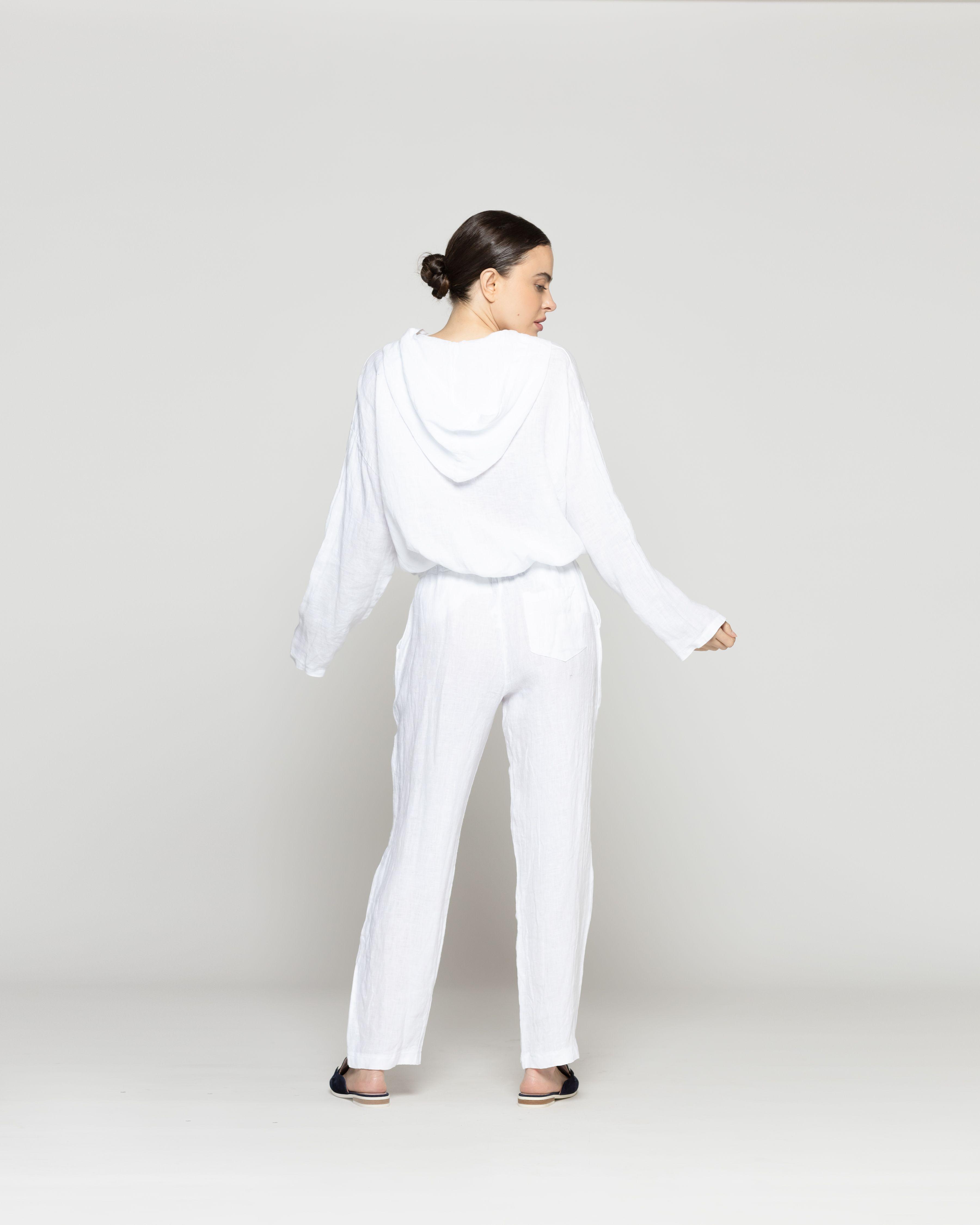 Pantalón Mujer Belén Lino Blanco Lineatre-2