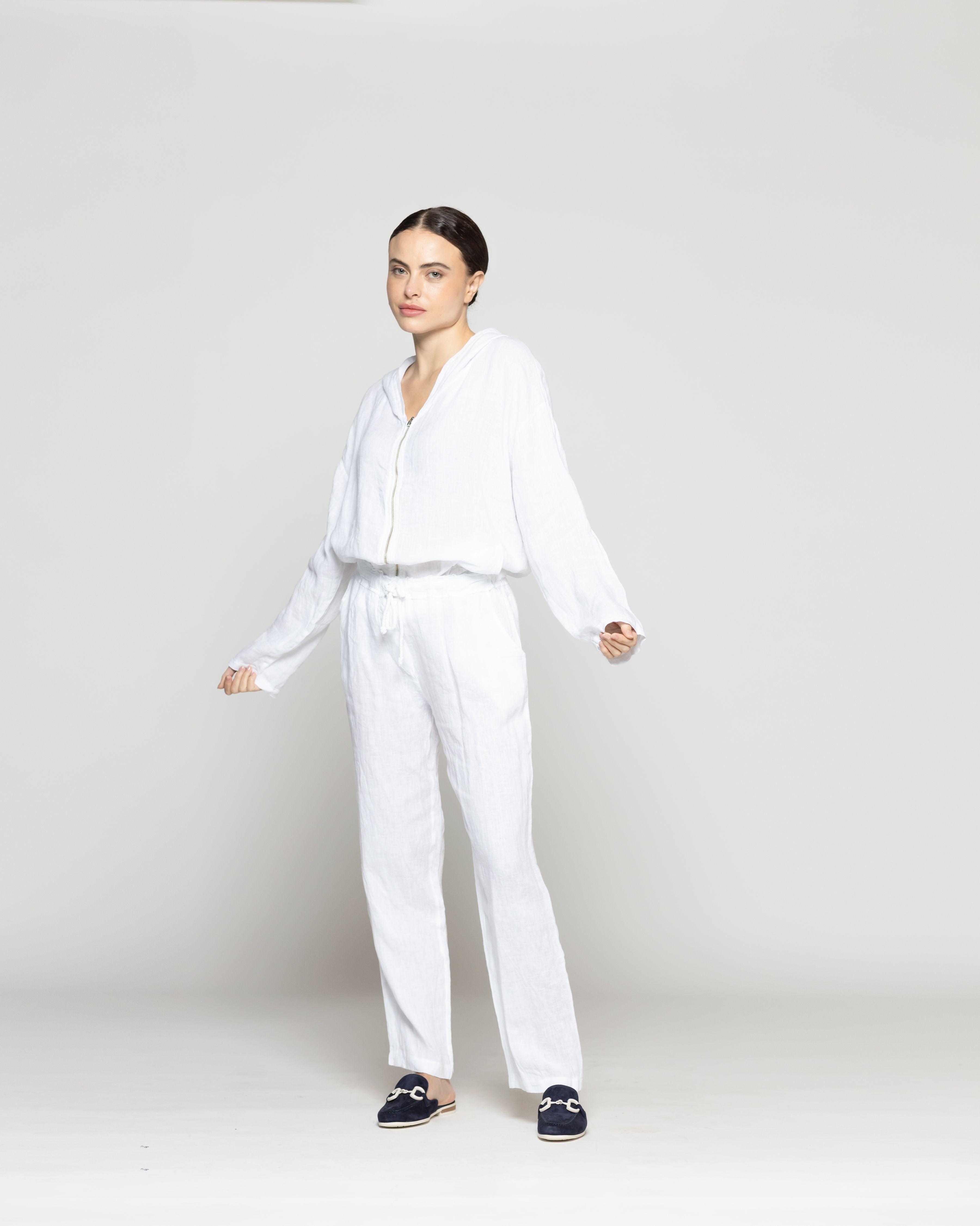 Pantalón Mujer Belén Lino Blanco Lineatre-3