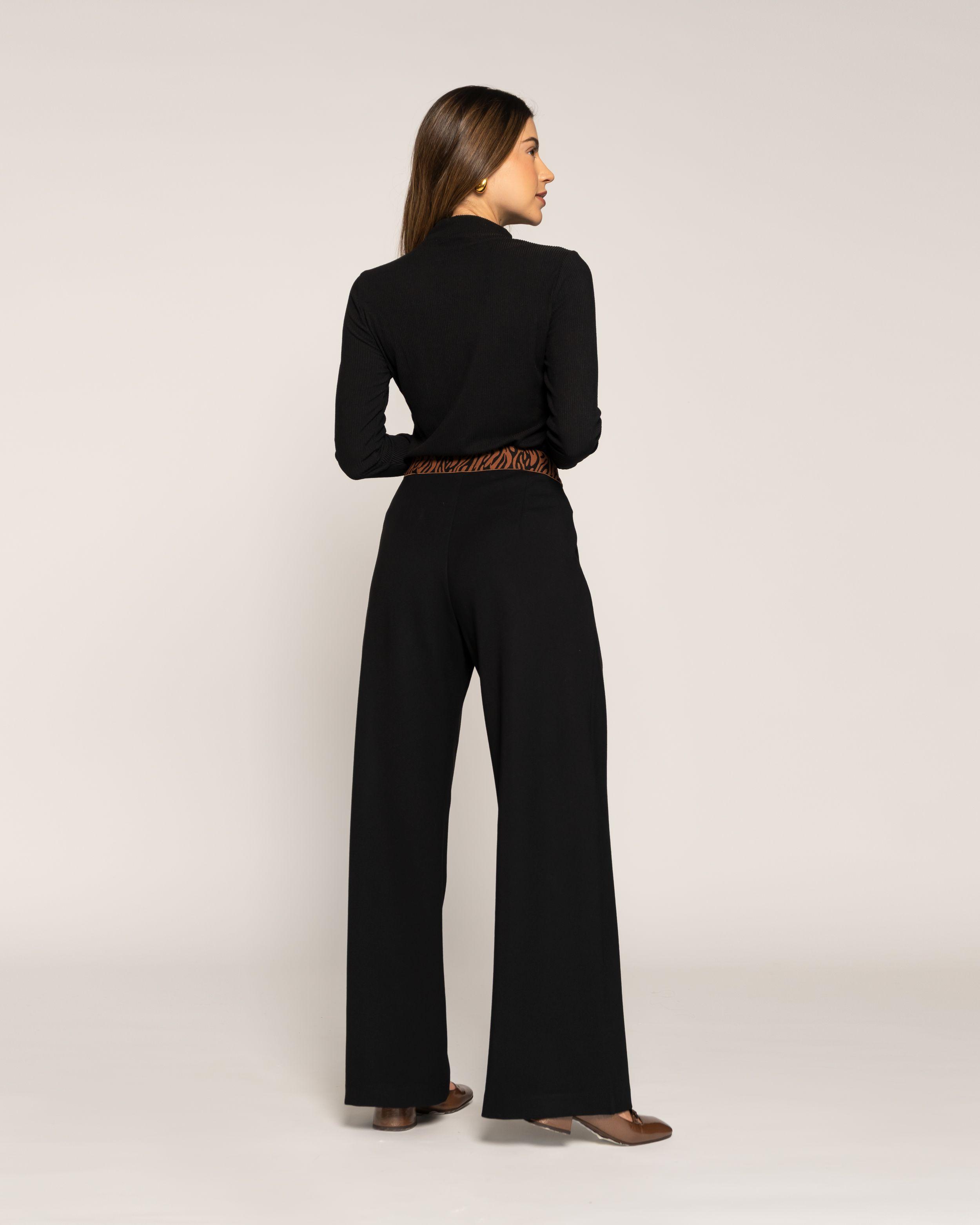 Polera Sandra Negro Ajustada Cuello Alto Manga Larga Ludovica-1