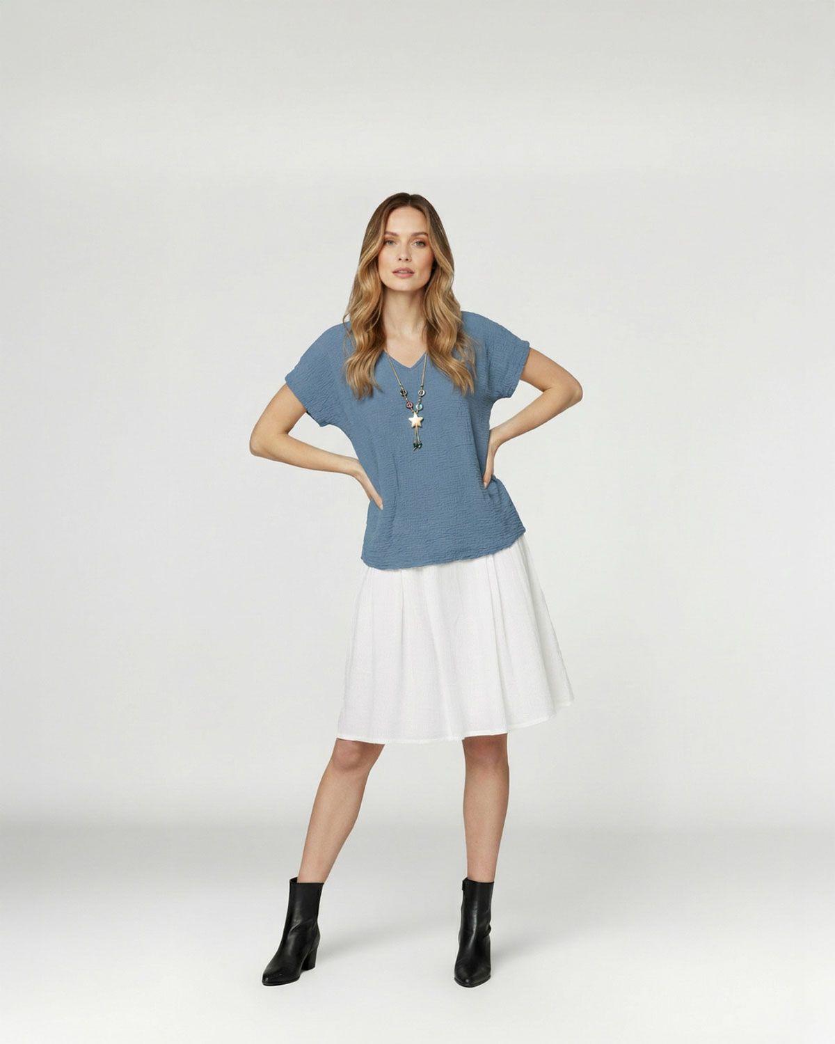 Polera Mujer Clarissa Relaxed Jeans Lineatre-0