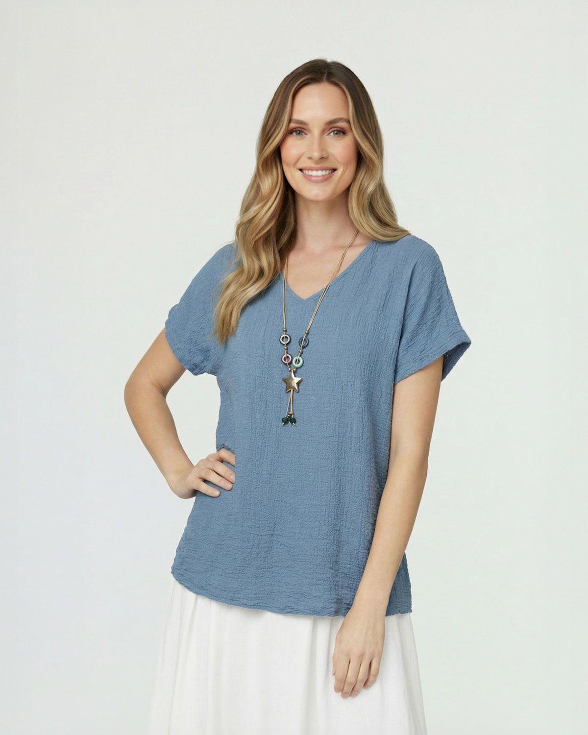 Polera Mujer Clarissa Relaxed Jeans Lineatre-1