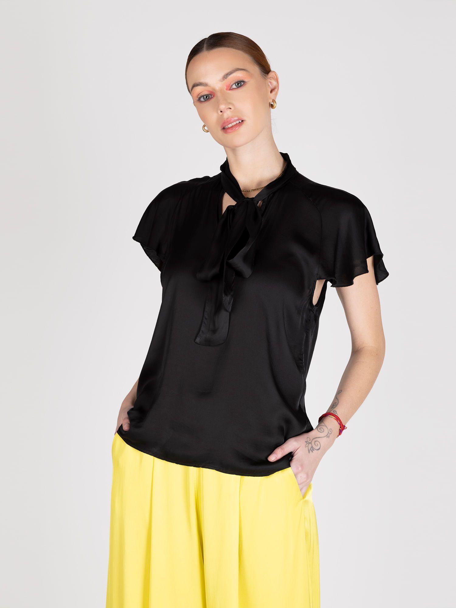 Blusa Satin Negro Lineatre-2