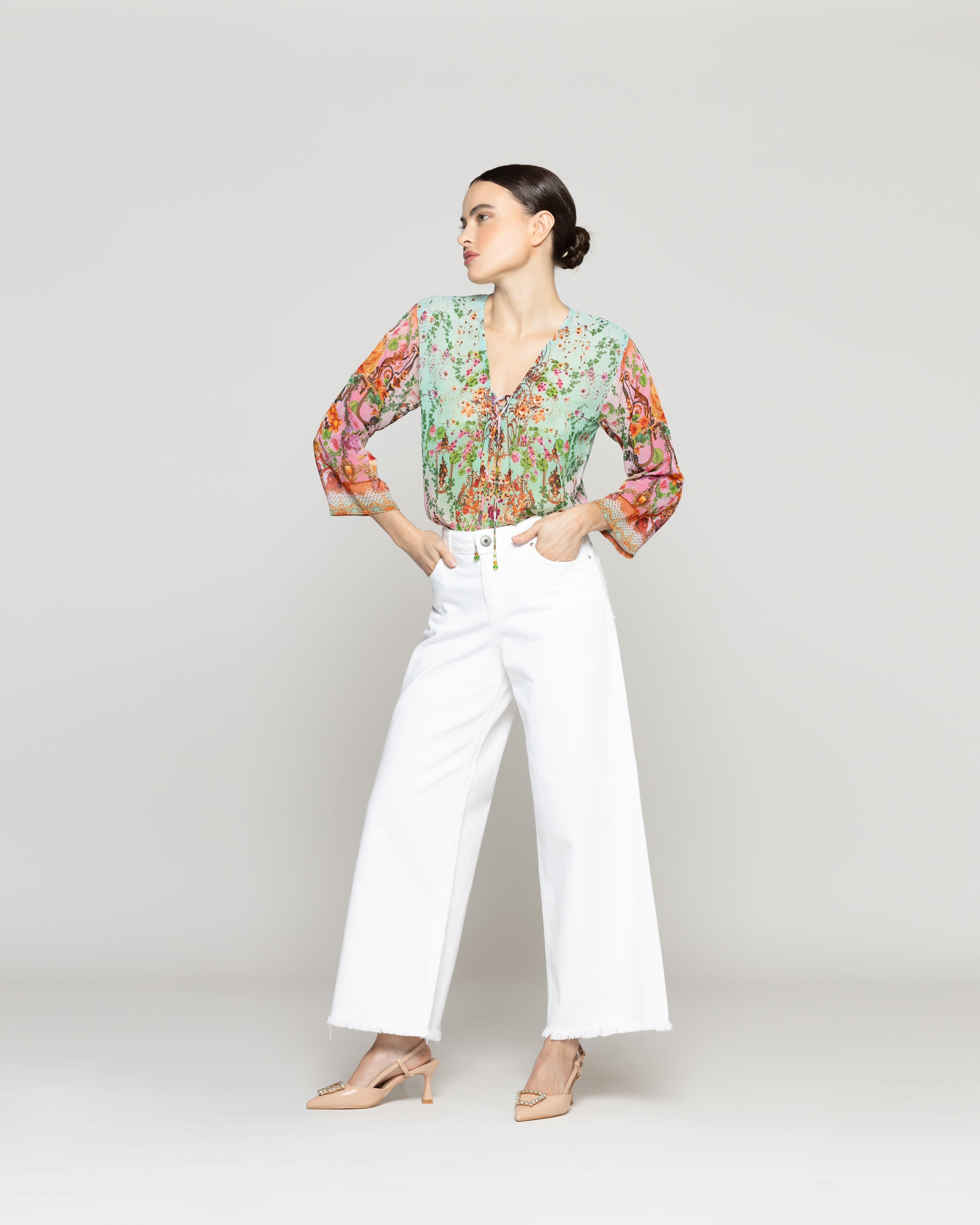 Jenas Mujer Julia Wide Leg Blanco Lineatre-3