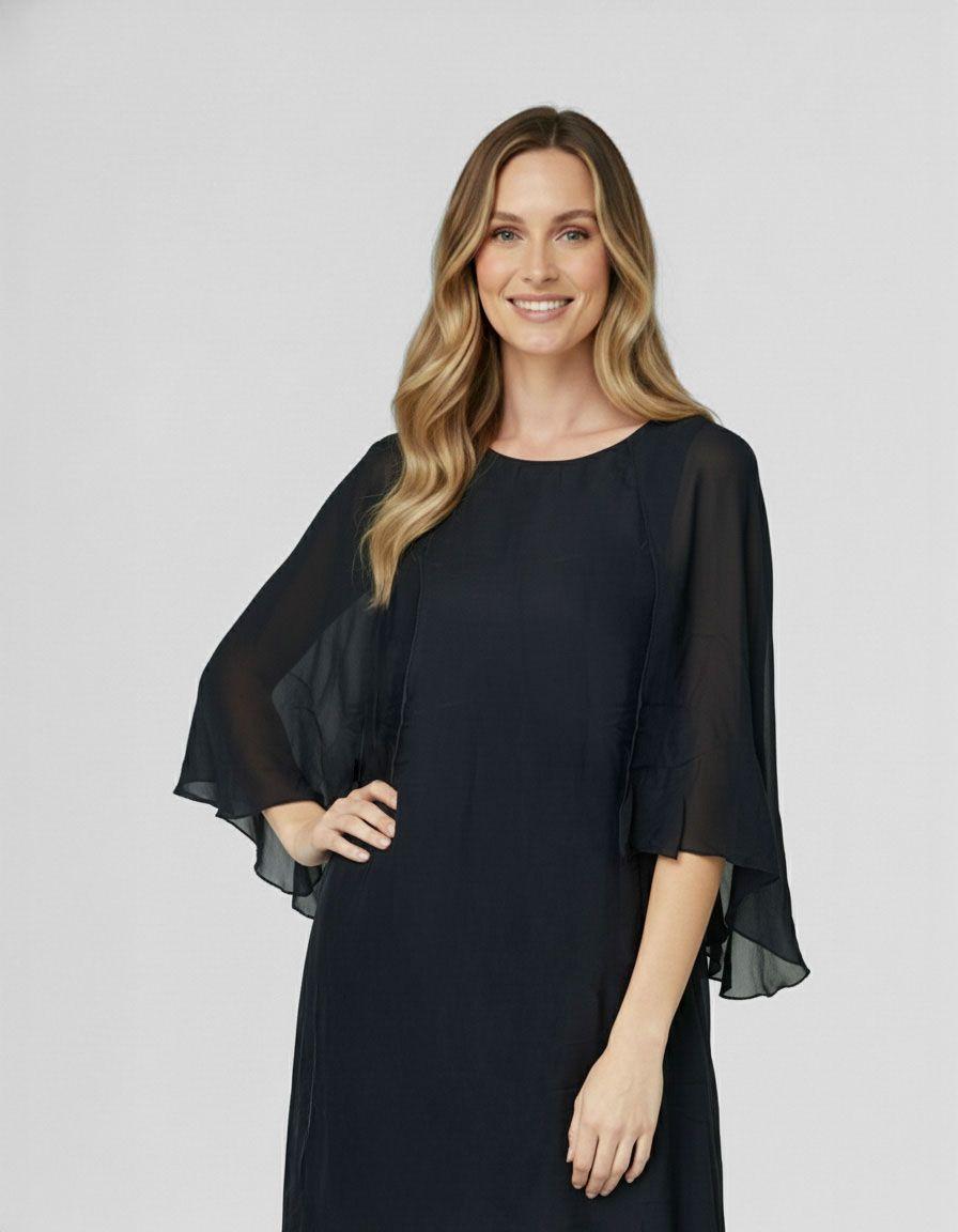 Vestido Mujer Natascia Cuello redondo cierre Sin Negro Lineatre-1