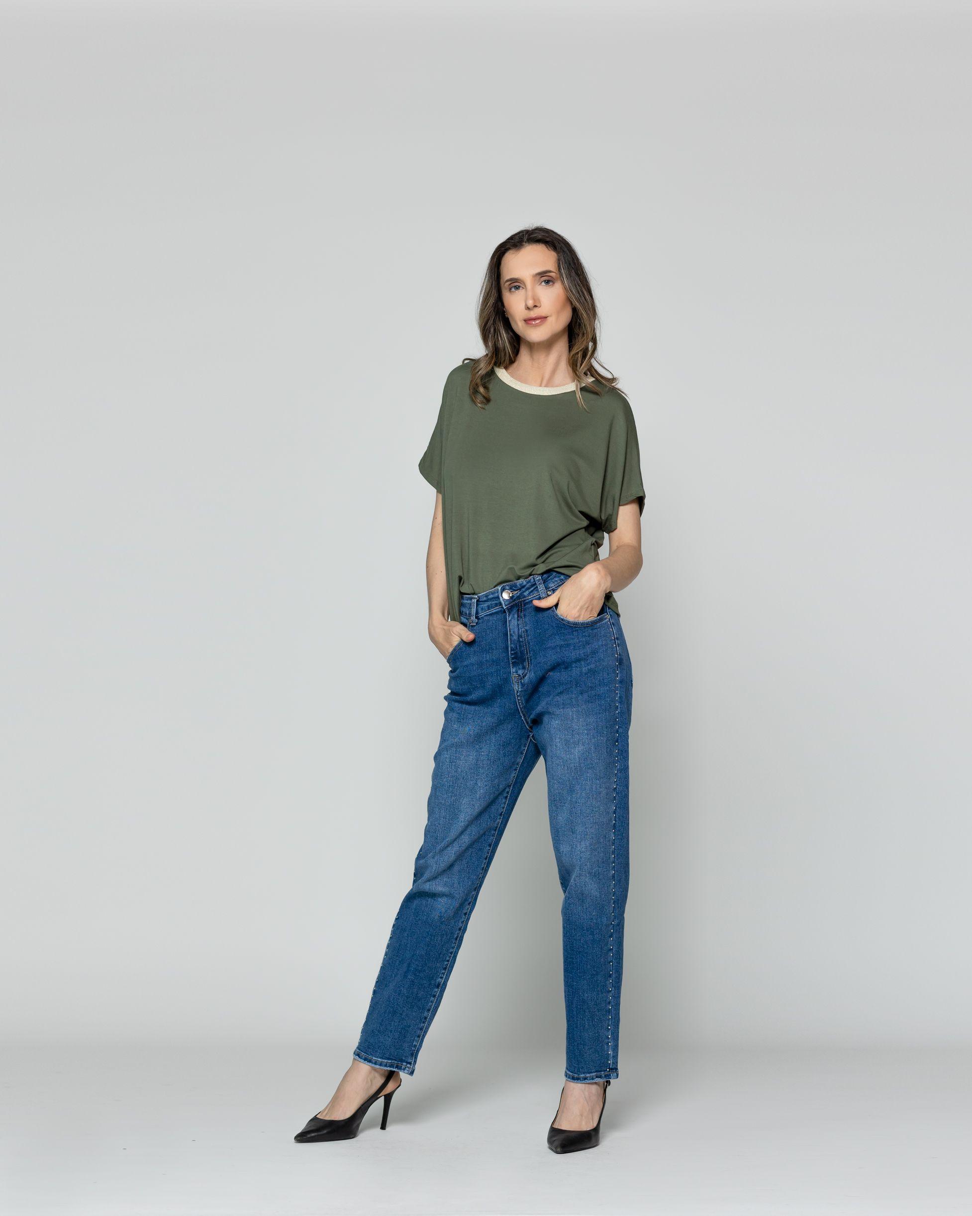 Polera Mujer Ottavia Cuello Redondo Brillante Café Kaki Lineatre-4