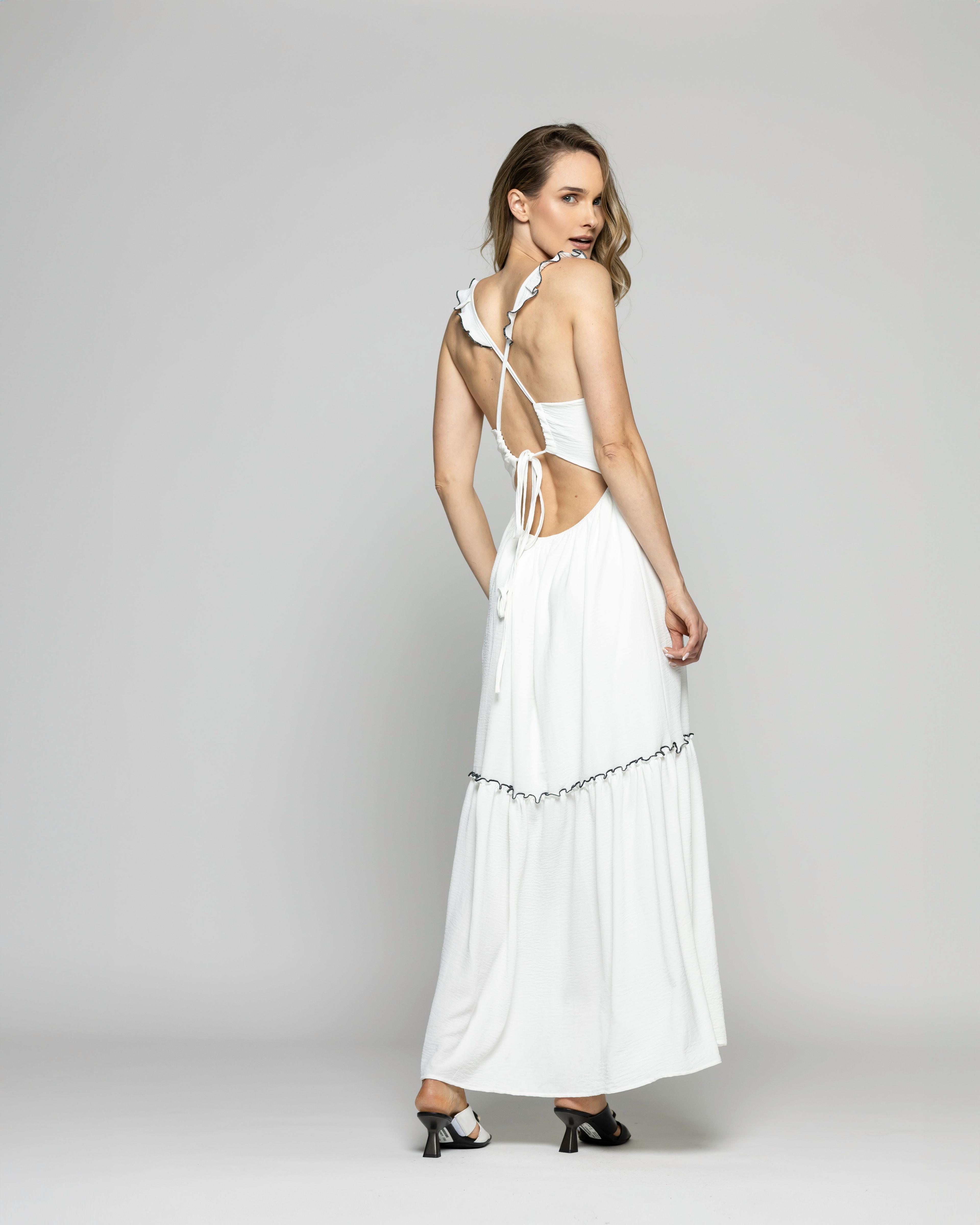 Vestido Mujer Vrisea Tirantes Blanco Crudo Ludovica-4