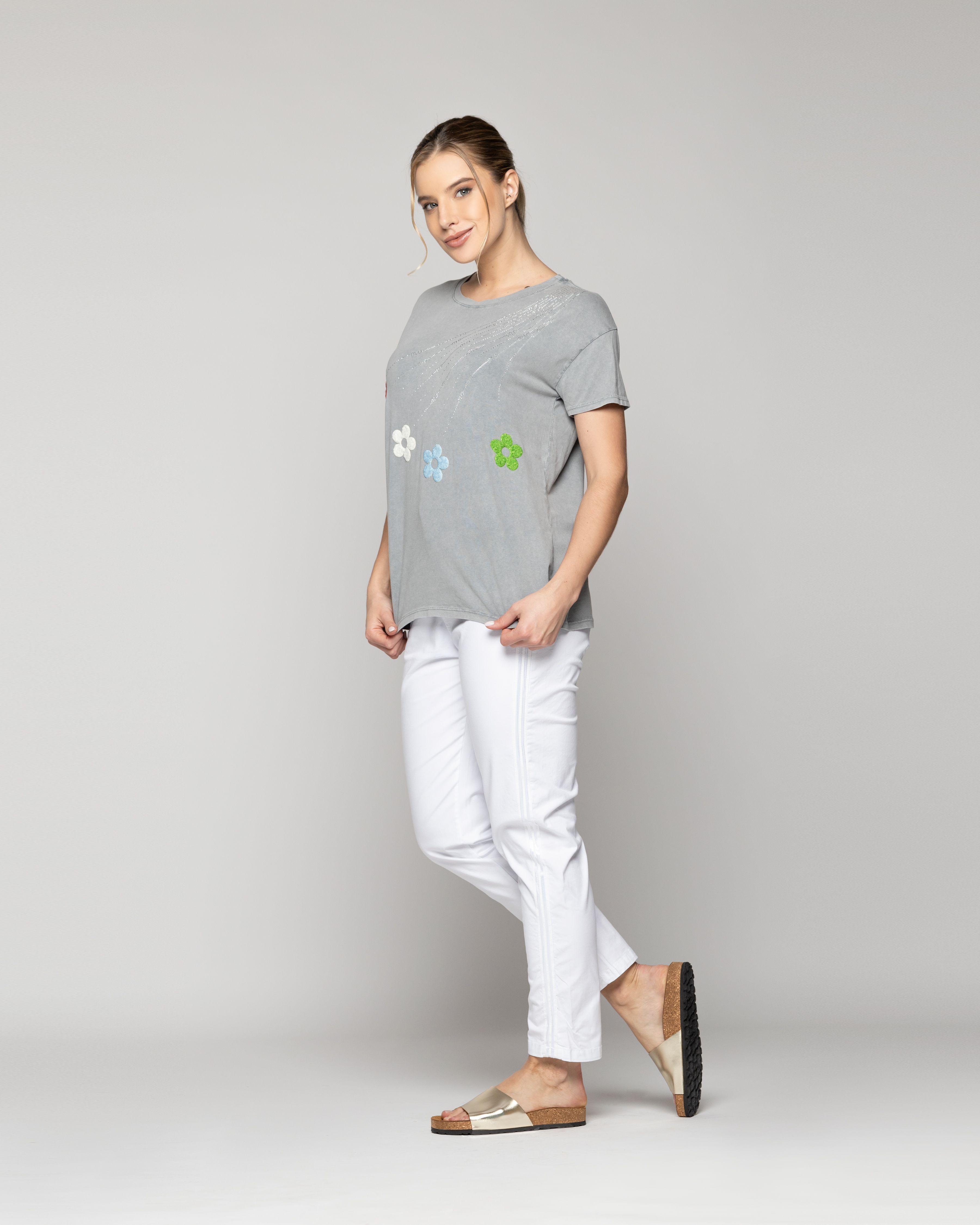 Polera Mujer Olinda Gris Bordada Con Brillos Lineatre-1