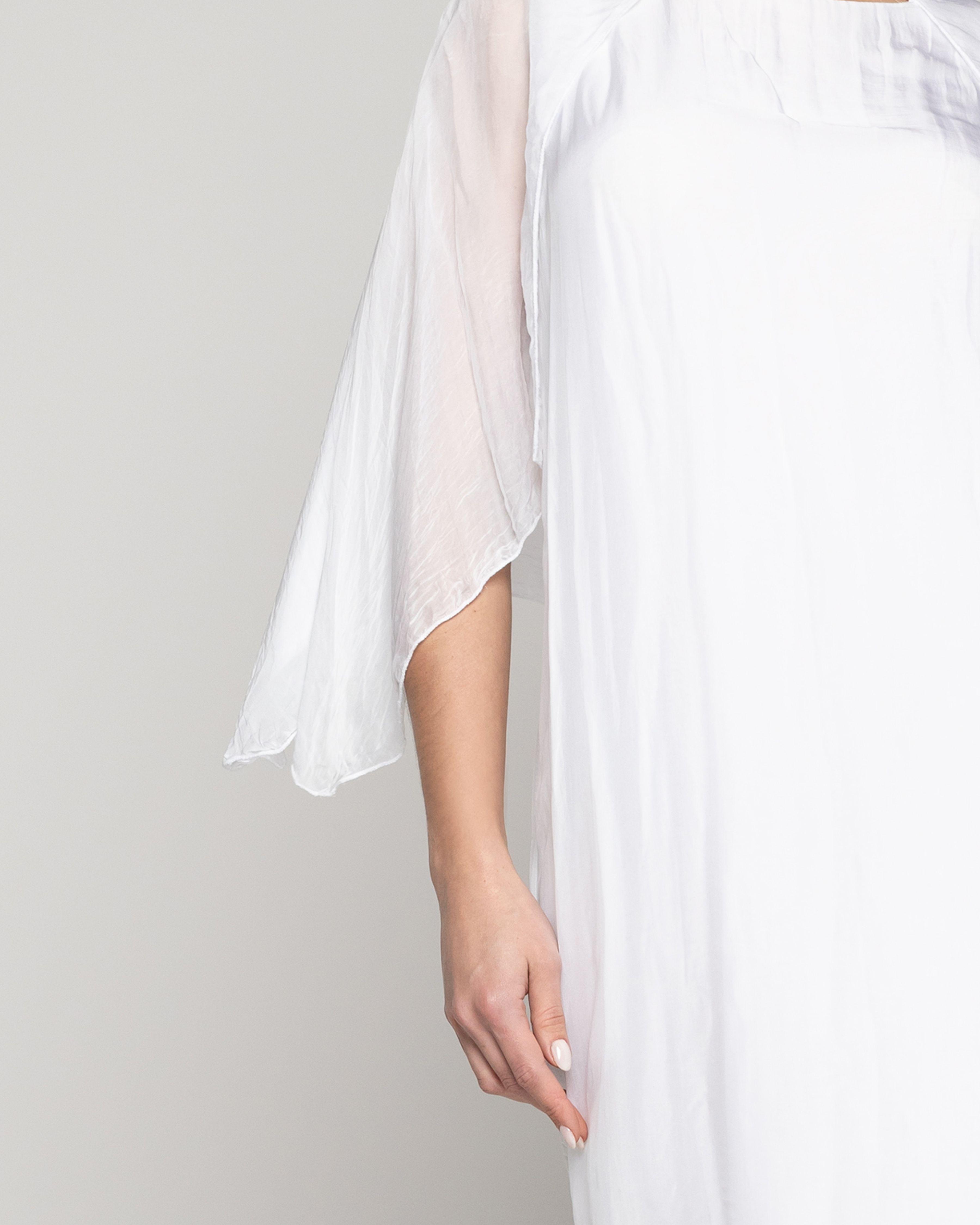 Vestido Mujer Vianney Mangas Con Capa Blanco Lineatre-2