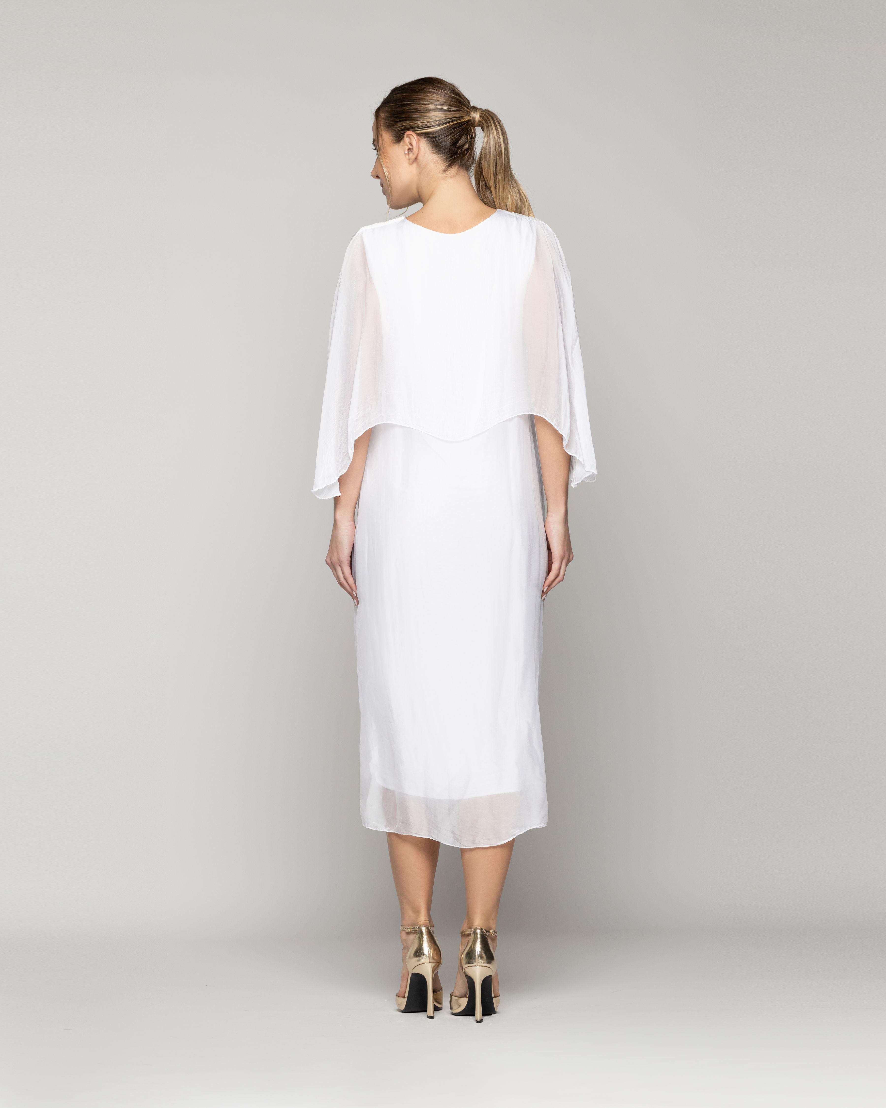 Vestido Mujer Vianney Mangas Con Capa Blanco Lineatre-3