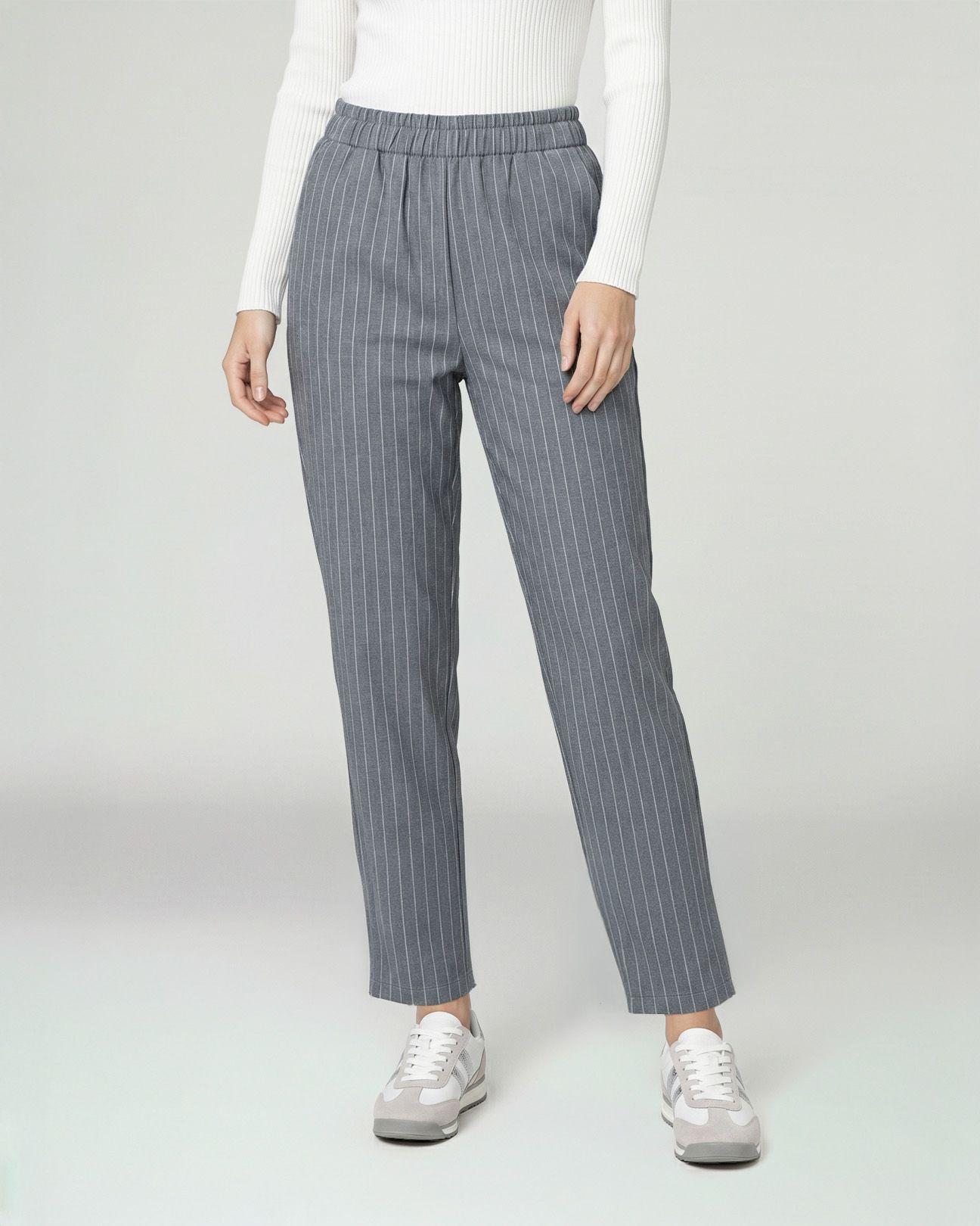 Pantalón Mujer Elena Gris Lineatré-0
