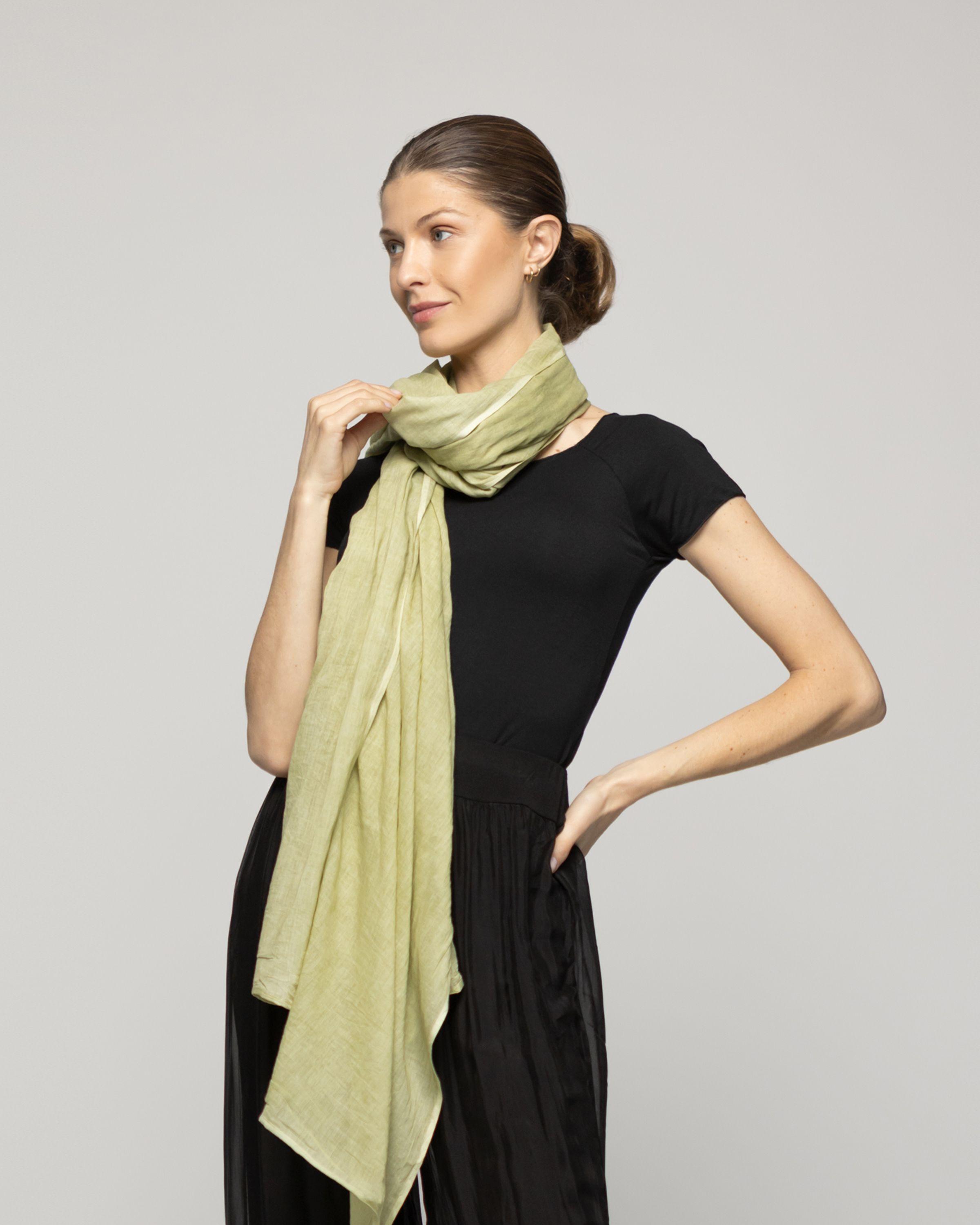Echarpe Mujer Largo Liso Verde Lineatre-0