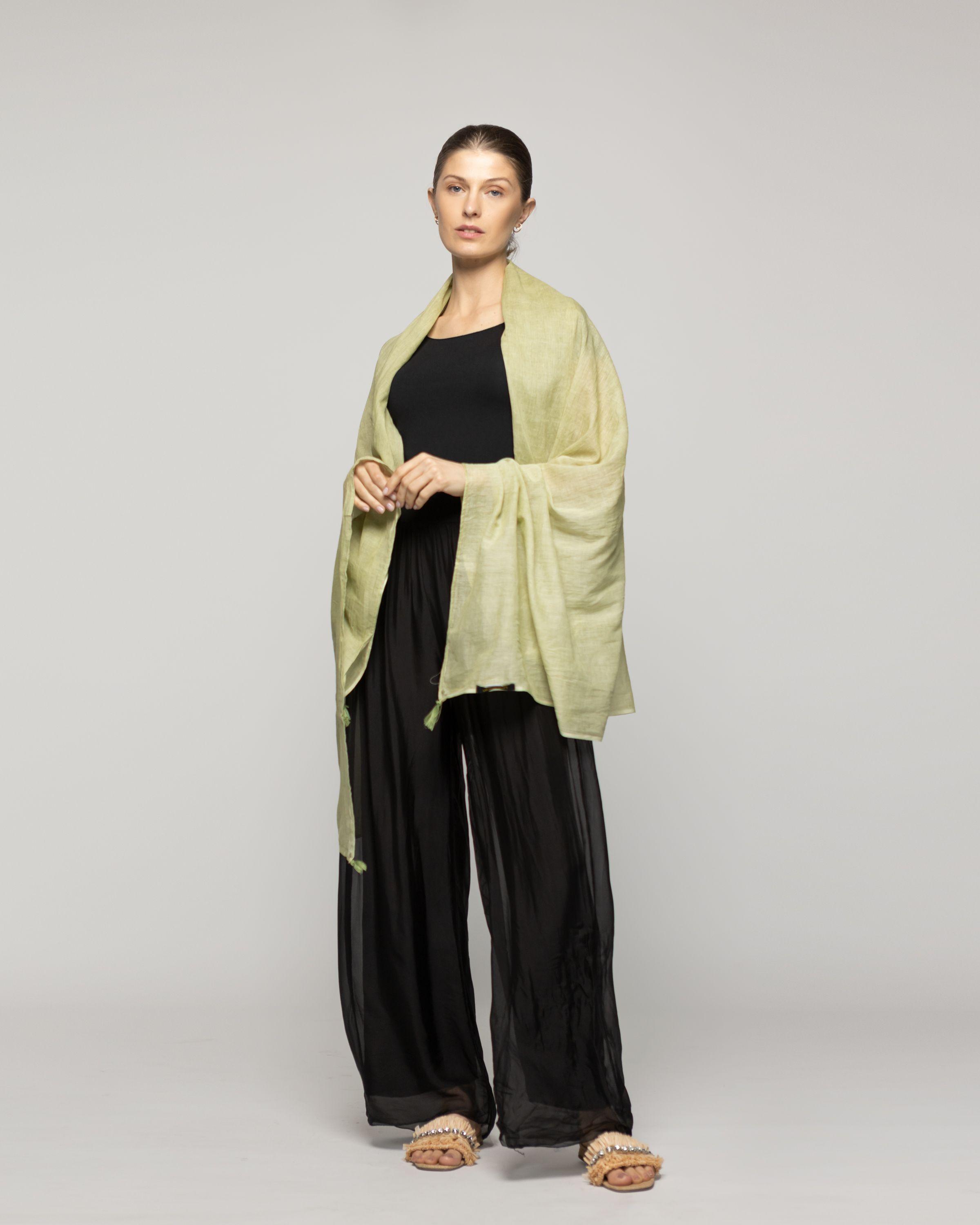 Echarpe Mujer Largo Liso Verde Lineatre-1