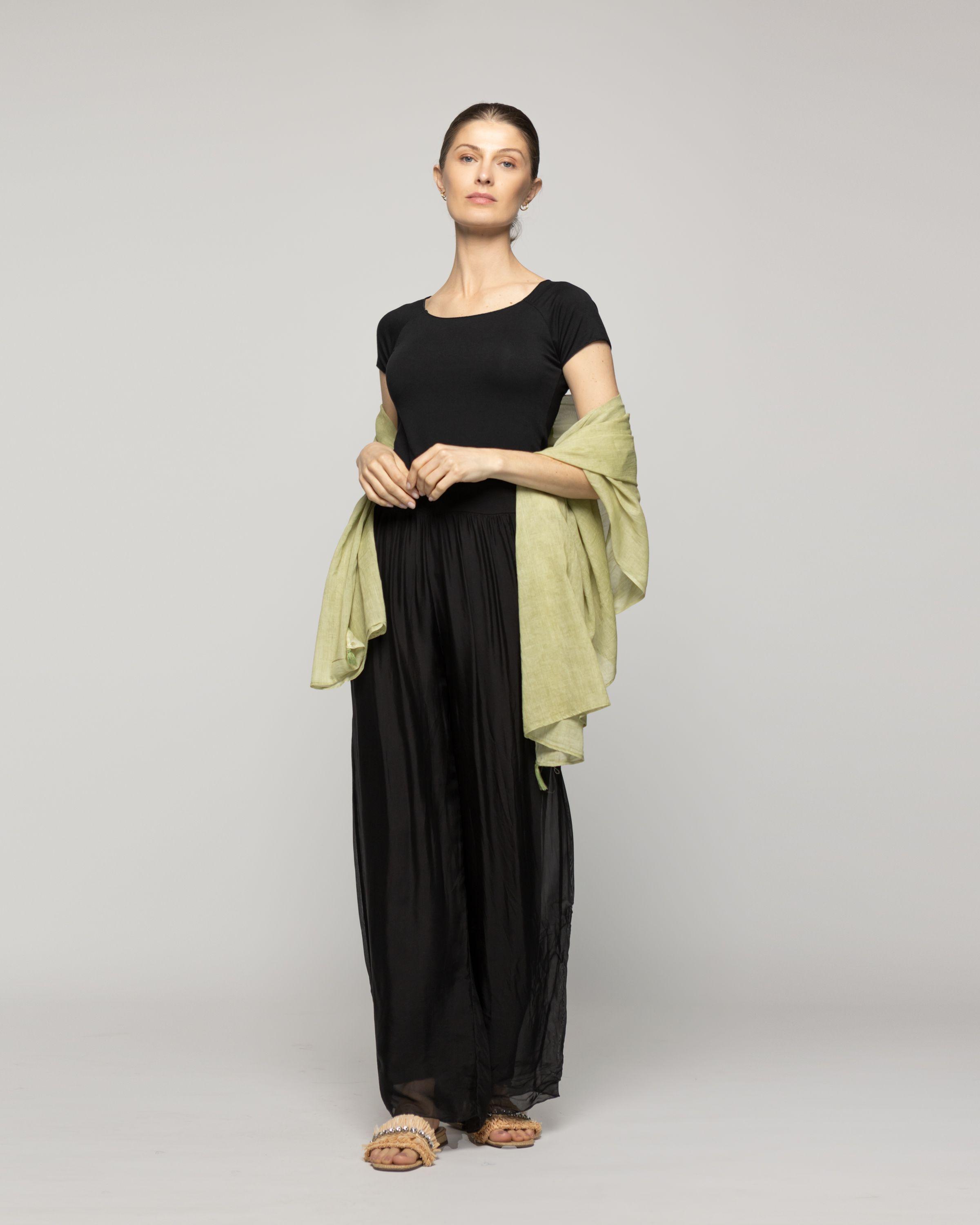 Echarpe Mujer Largo Liso Verde Lineatre-2