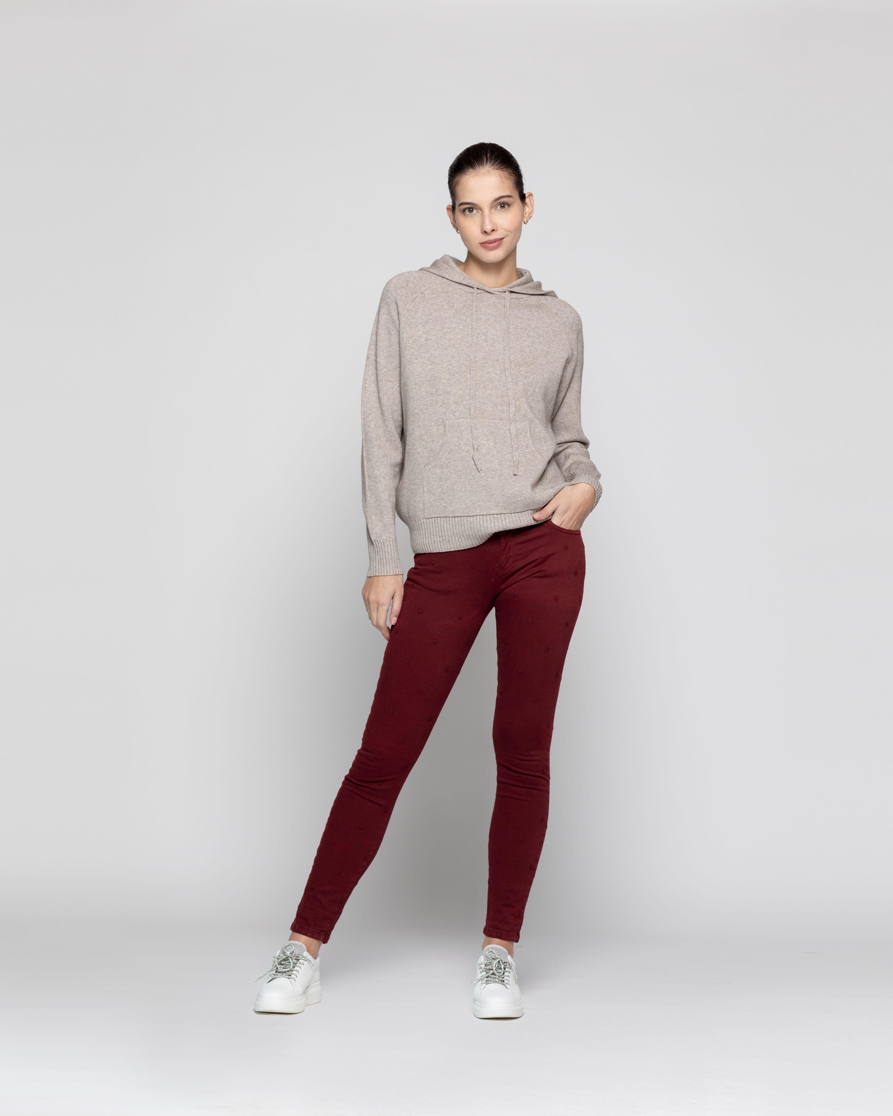 Jeans Mujer Indira Rojo oscuro Lineatre-0