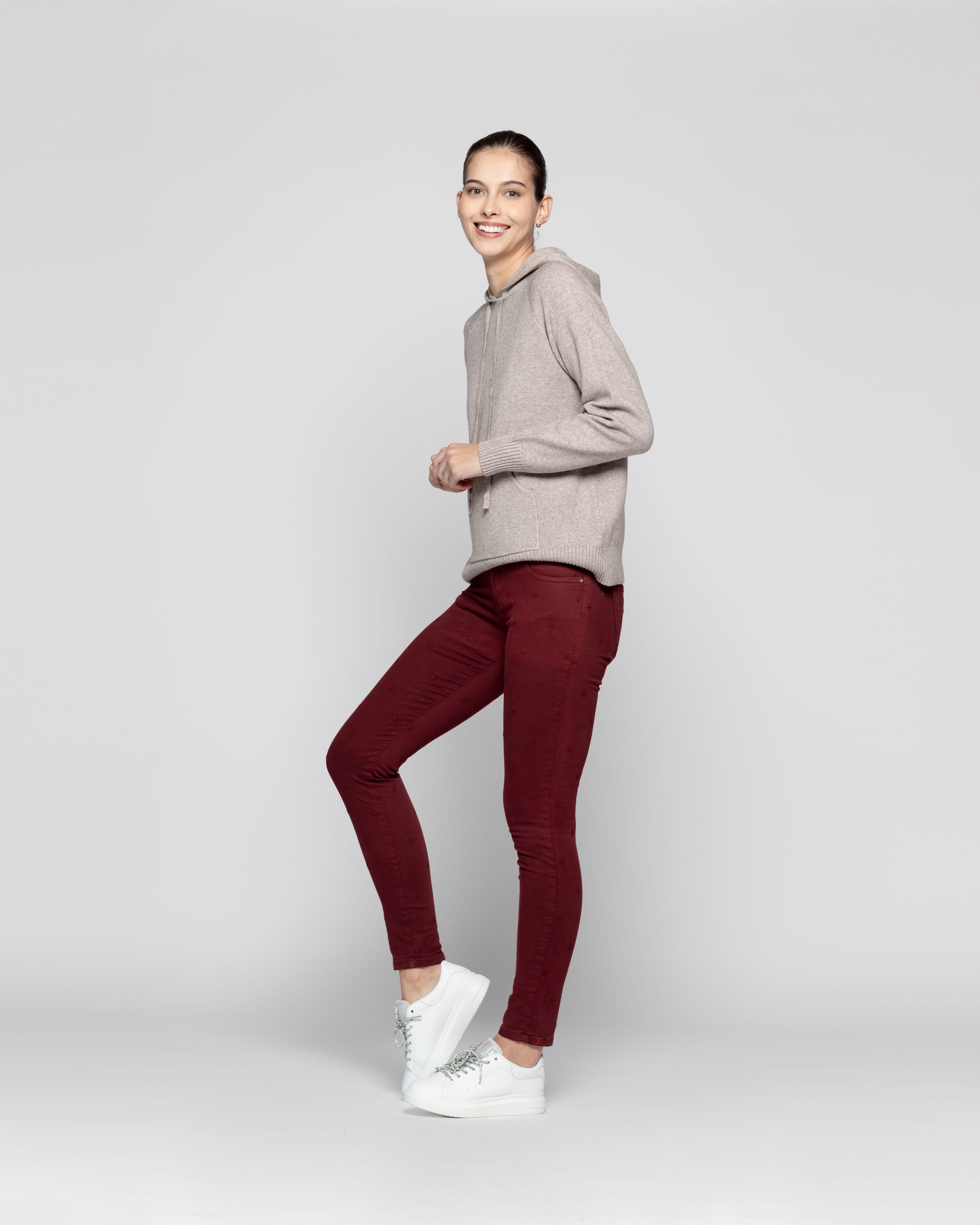 Jeans Mujer Indira Rojo oscuro Lineatre-1