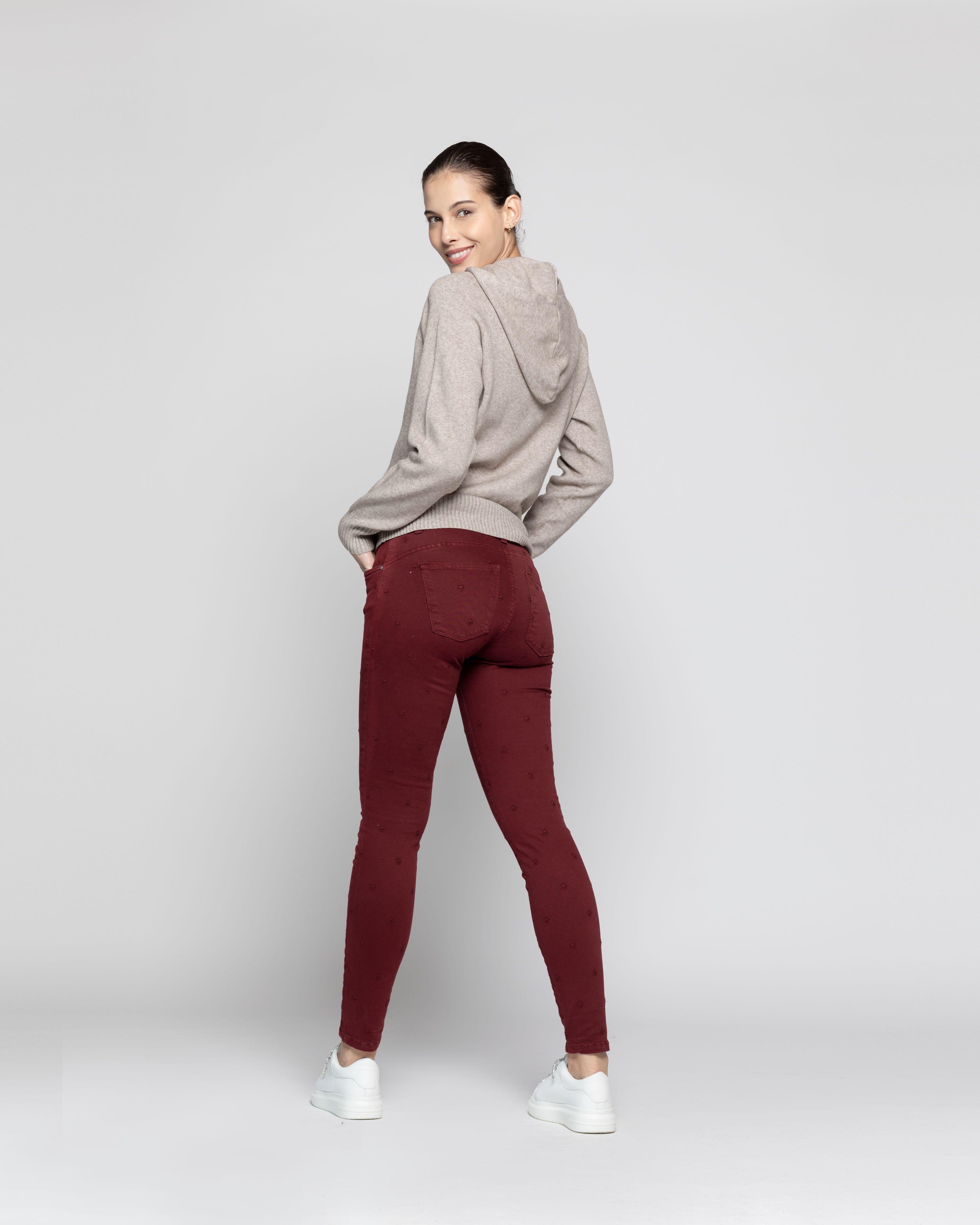 Jeans Mujer Indira Rojo oscuro Lineatre-2
