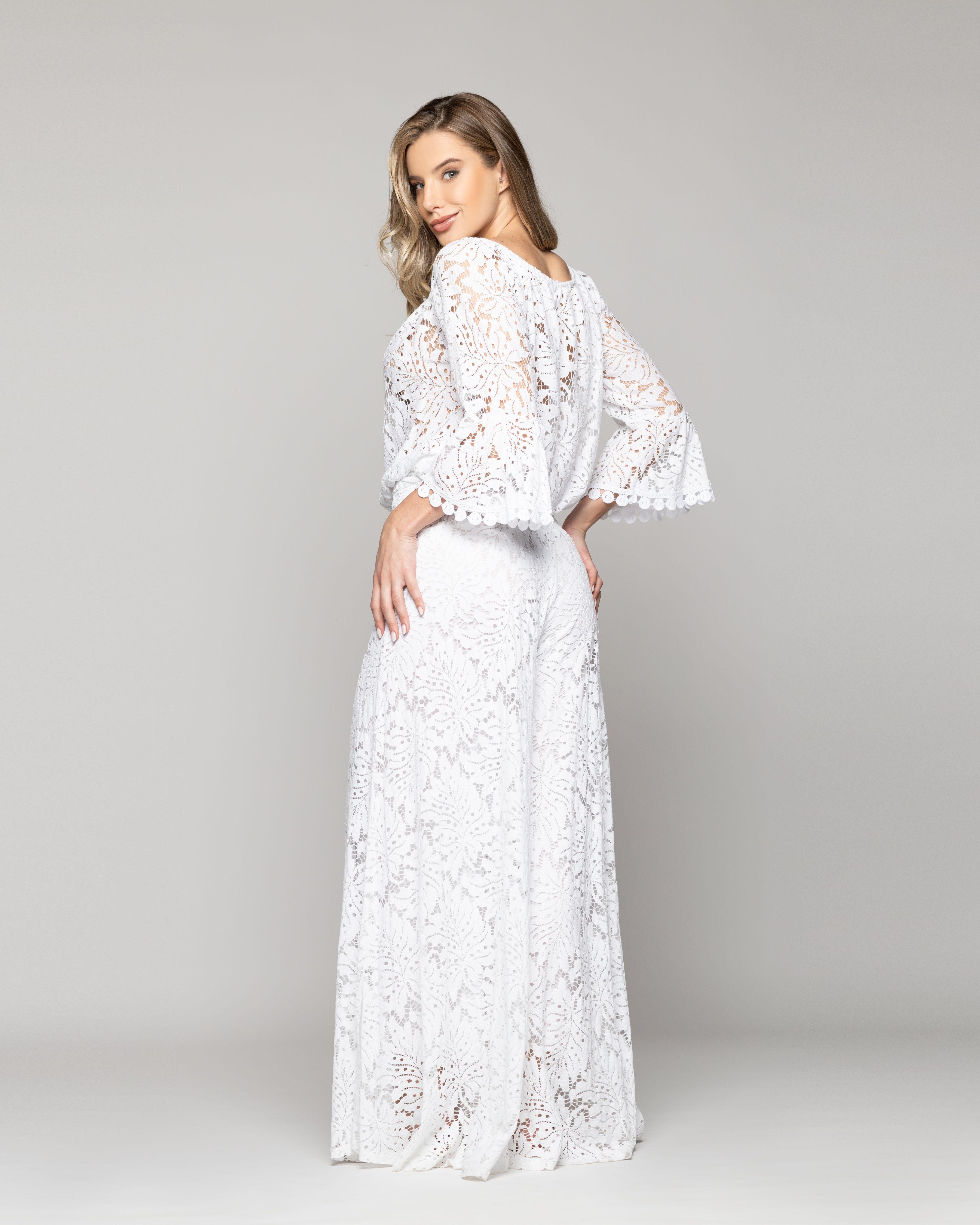 Pantalón Mujer Benedetta De Corte Palazzo Blanco Lineatre-2