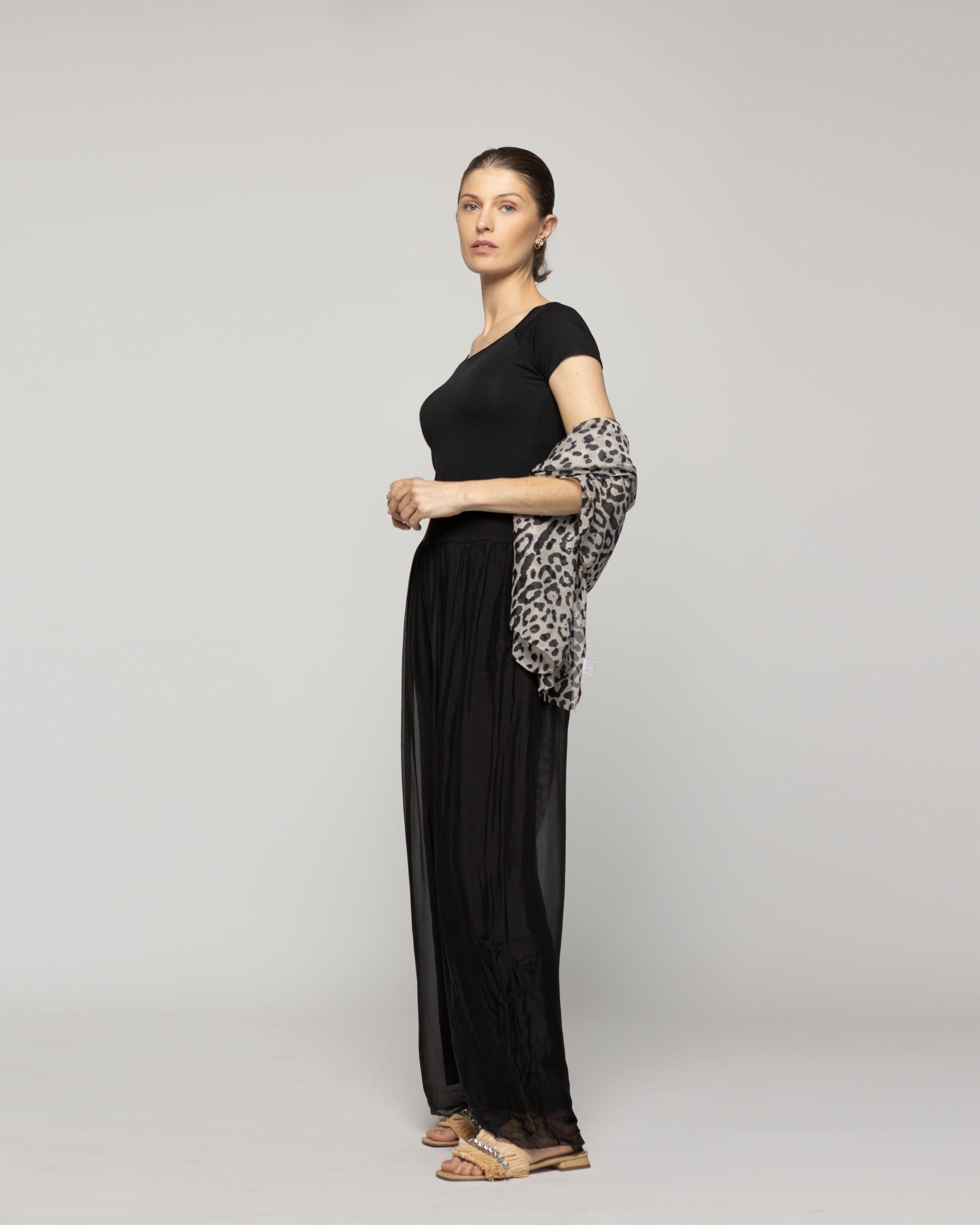 Echarpe Mujer Largo Estampado Leopardo Neutro Lineatre-1