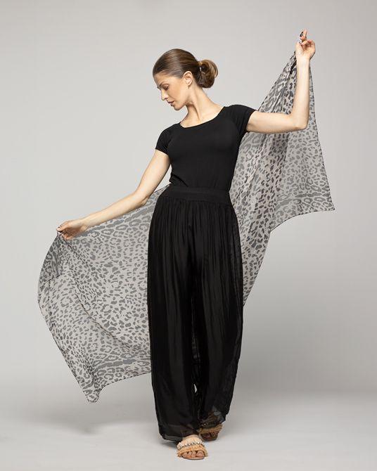 Echarpe Mujer Largo Estampado Leopardo Neutro Lineatre-2