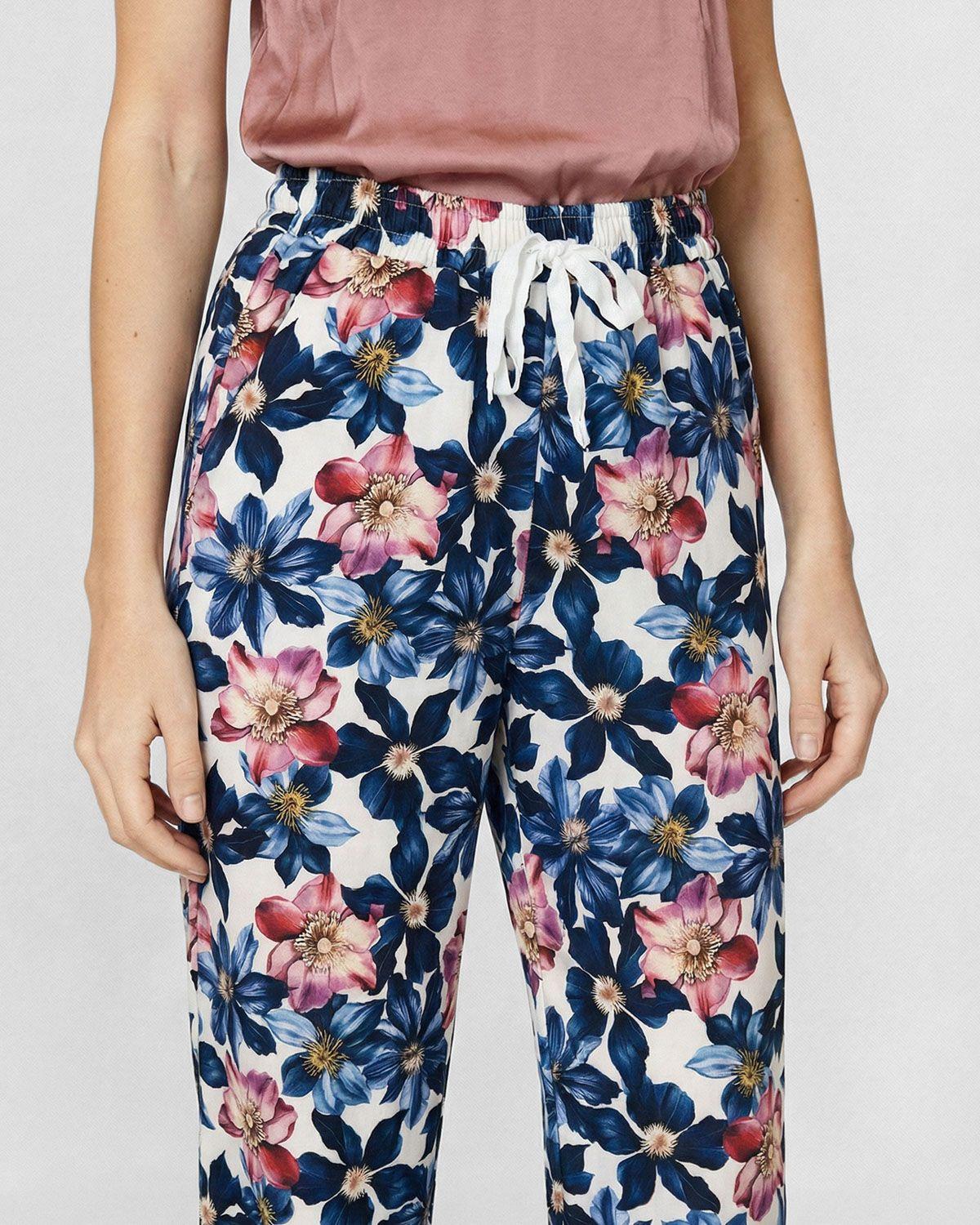 Pantalón Mujer Susanna Alto Largo Cintura Elástico y cordon Azul Lineatre-7