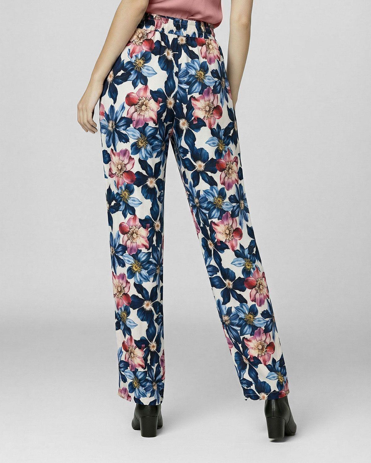 Pantalón Mujer Susanna Alto Largo Cintura Elástico y cordon Azul Lineatre-8