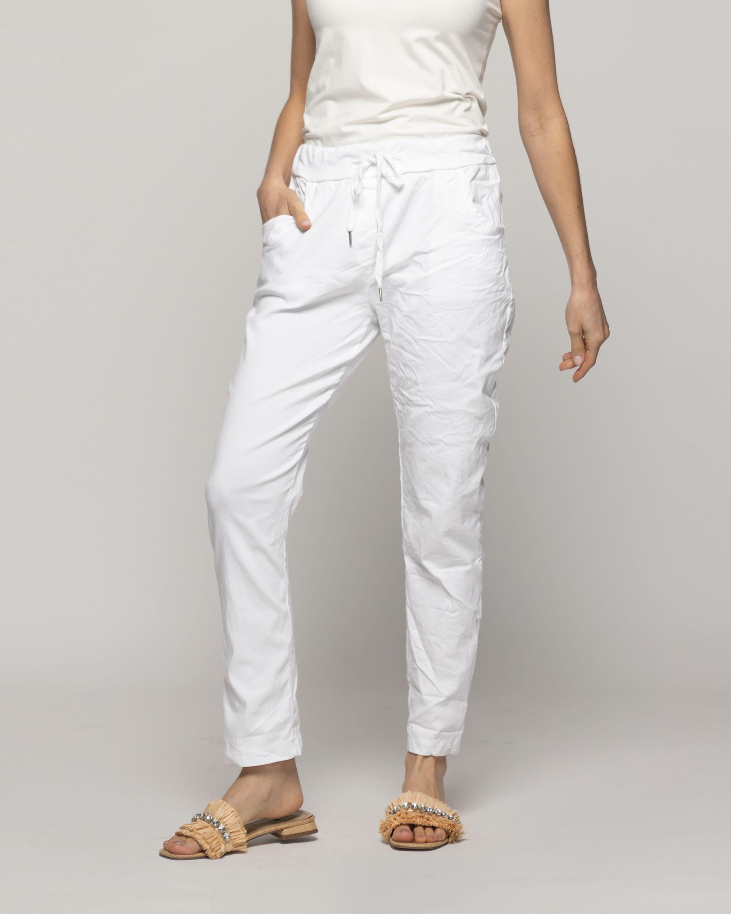 Pantalón Mujer Jogger Priscila Cintura Elasticada Blanco Lineatre-1