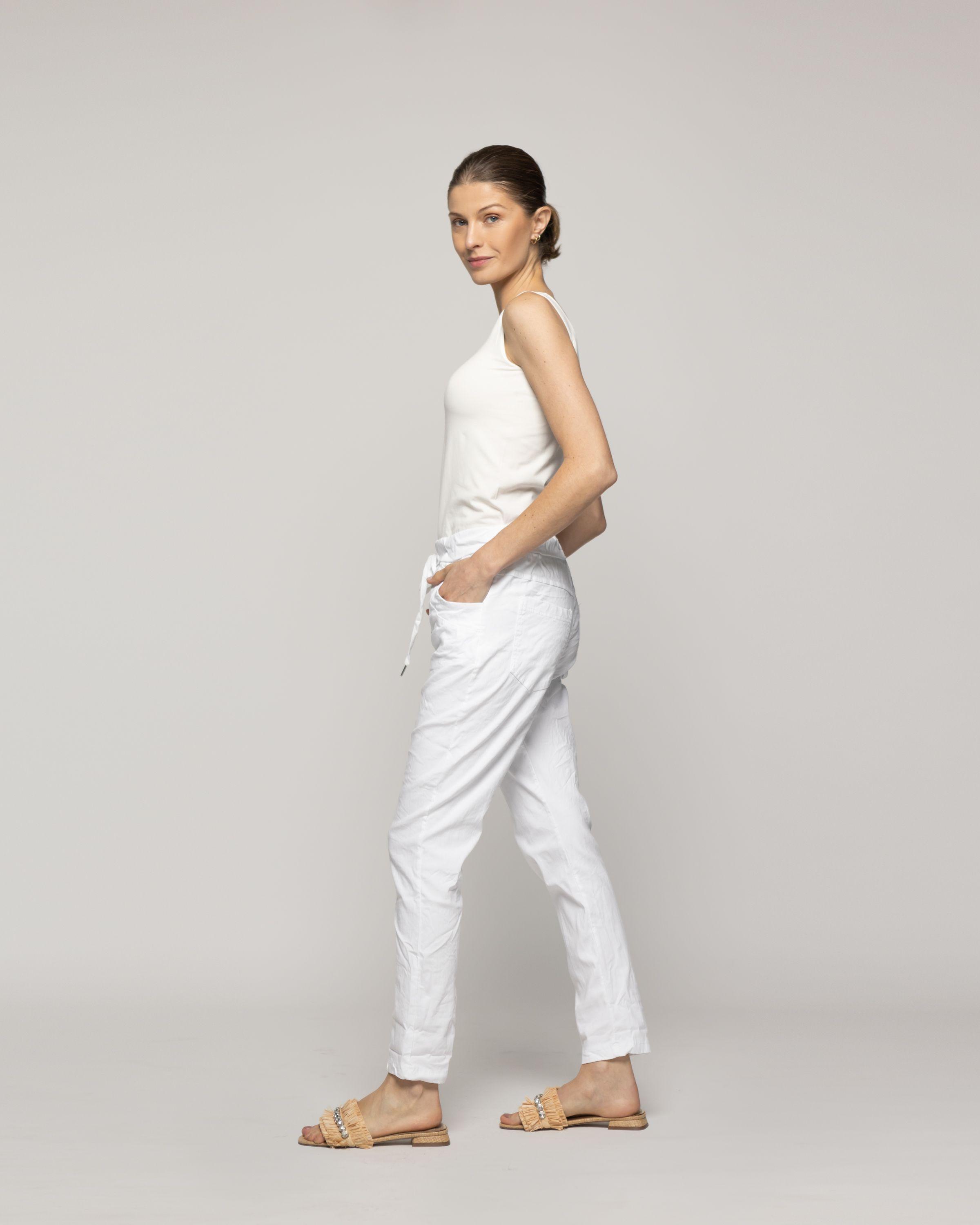 Pantalón Mujer Jogger Priscila Cintura Elasticada Blanco Lineatre-2