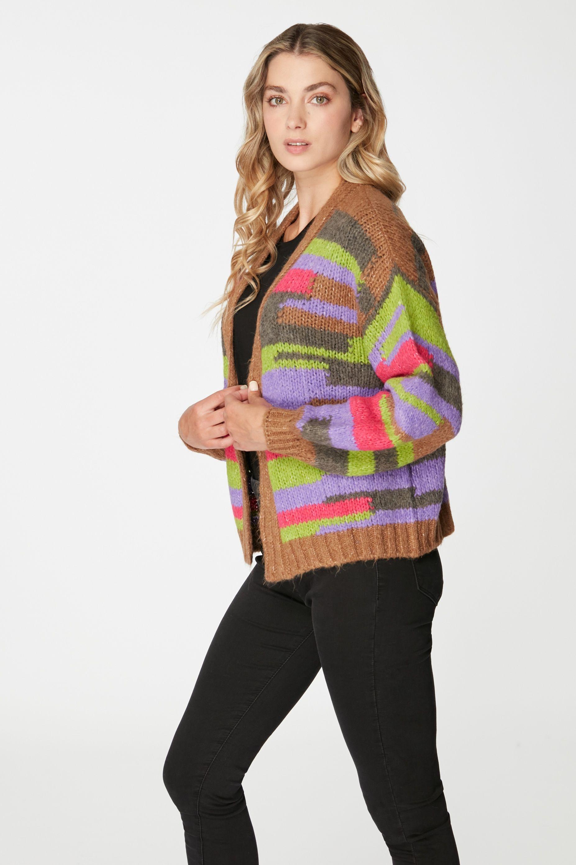 Cardigan Mujer Jess Camel Lineatre-2