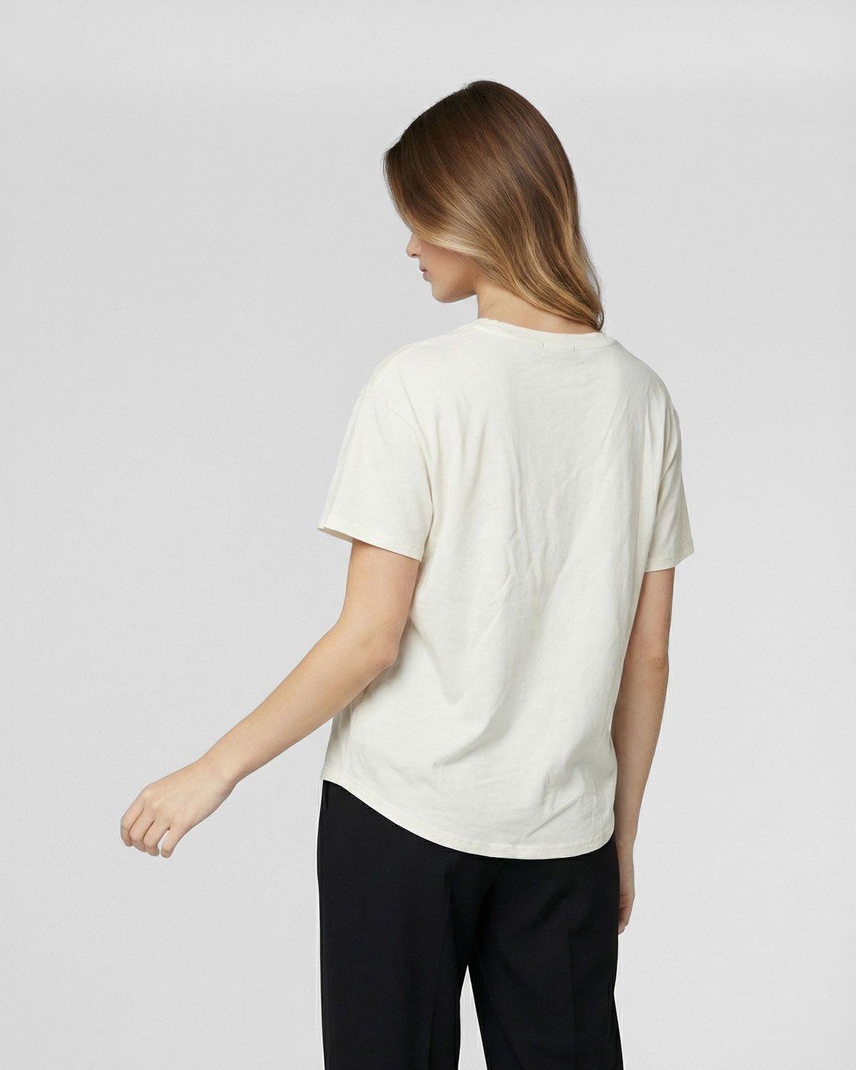 Polera Mujer Saveria Overside Cuello redondo Manga corta Blanco Lineatre-2