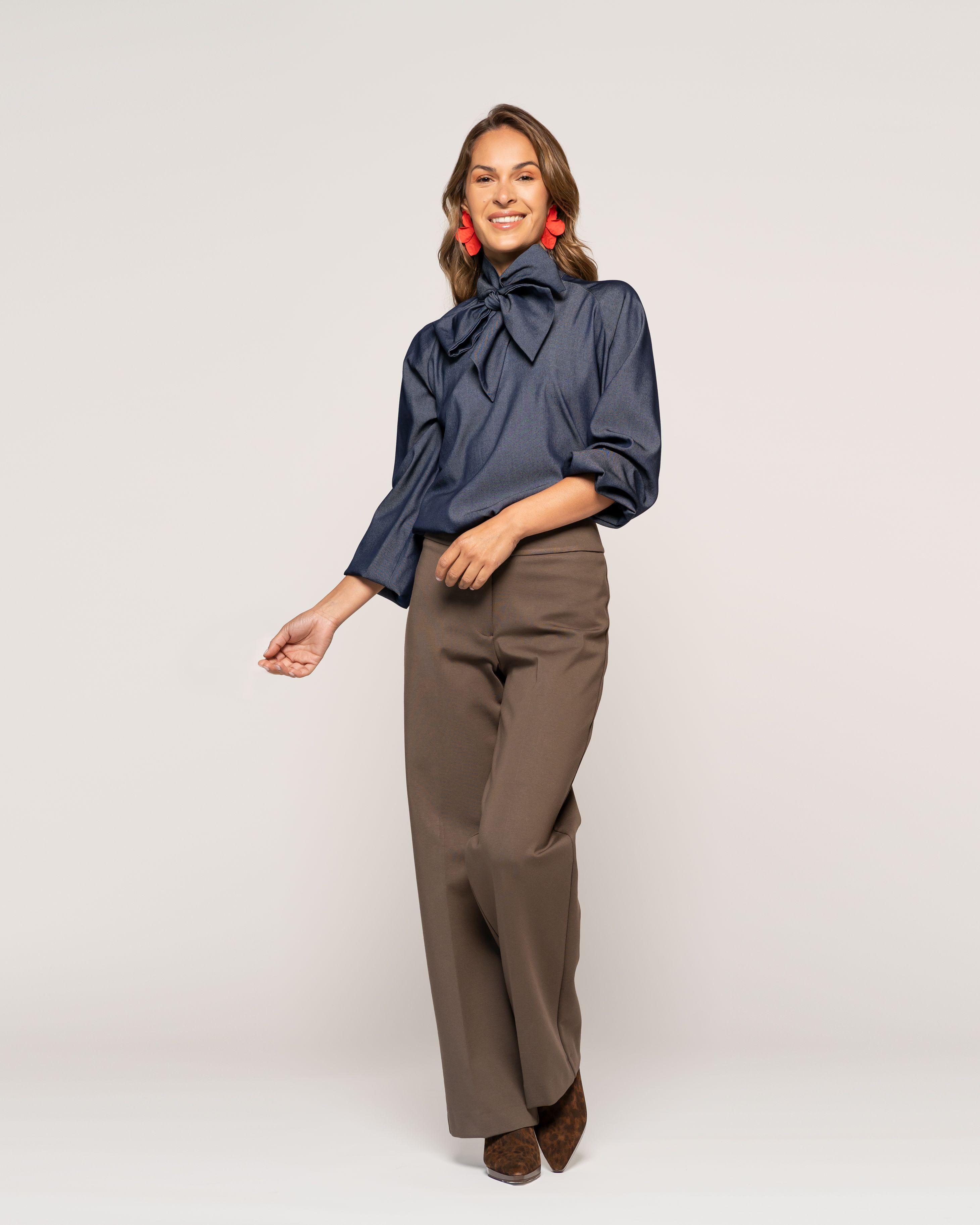 Blusa Rosa Índigo Fluida Cuello Redondo Manga Larga Ludovica-0