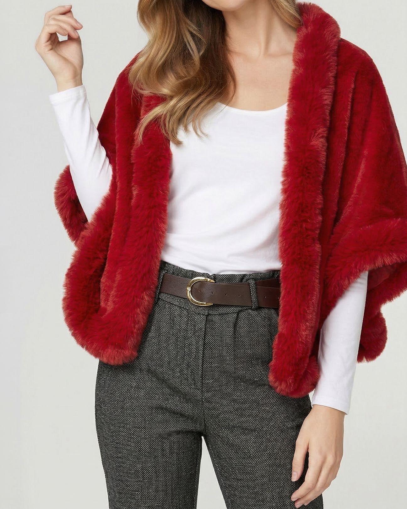 Poncho Mujer Paola Rojo Lineatre-2