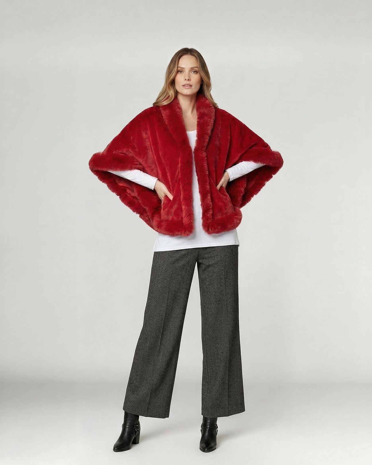 Poncho Mujer Paola Rojo Lineatre-3