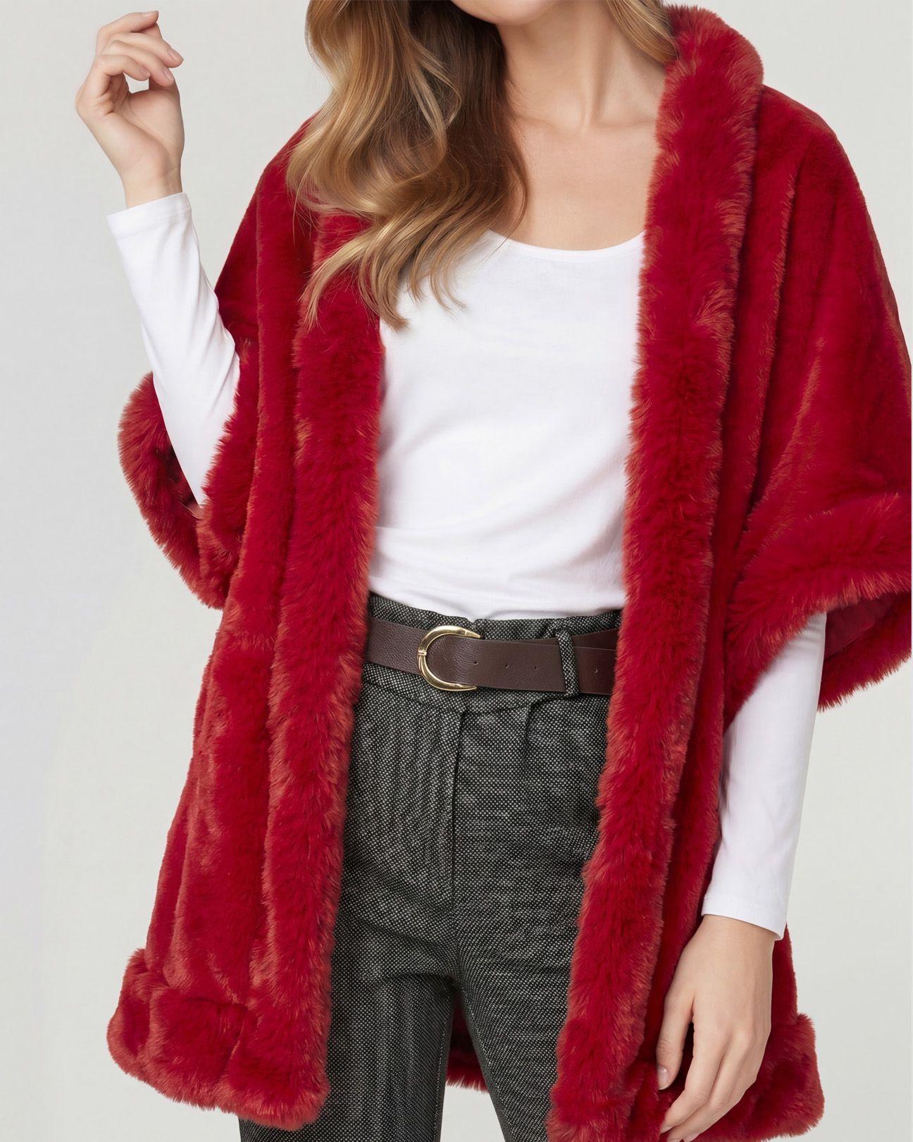 Poncho Mujer Paola Rojo Lineatre-3