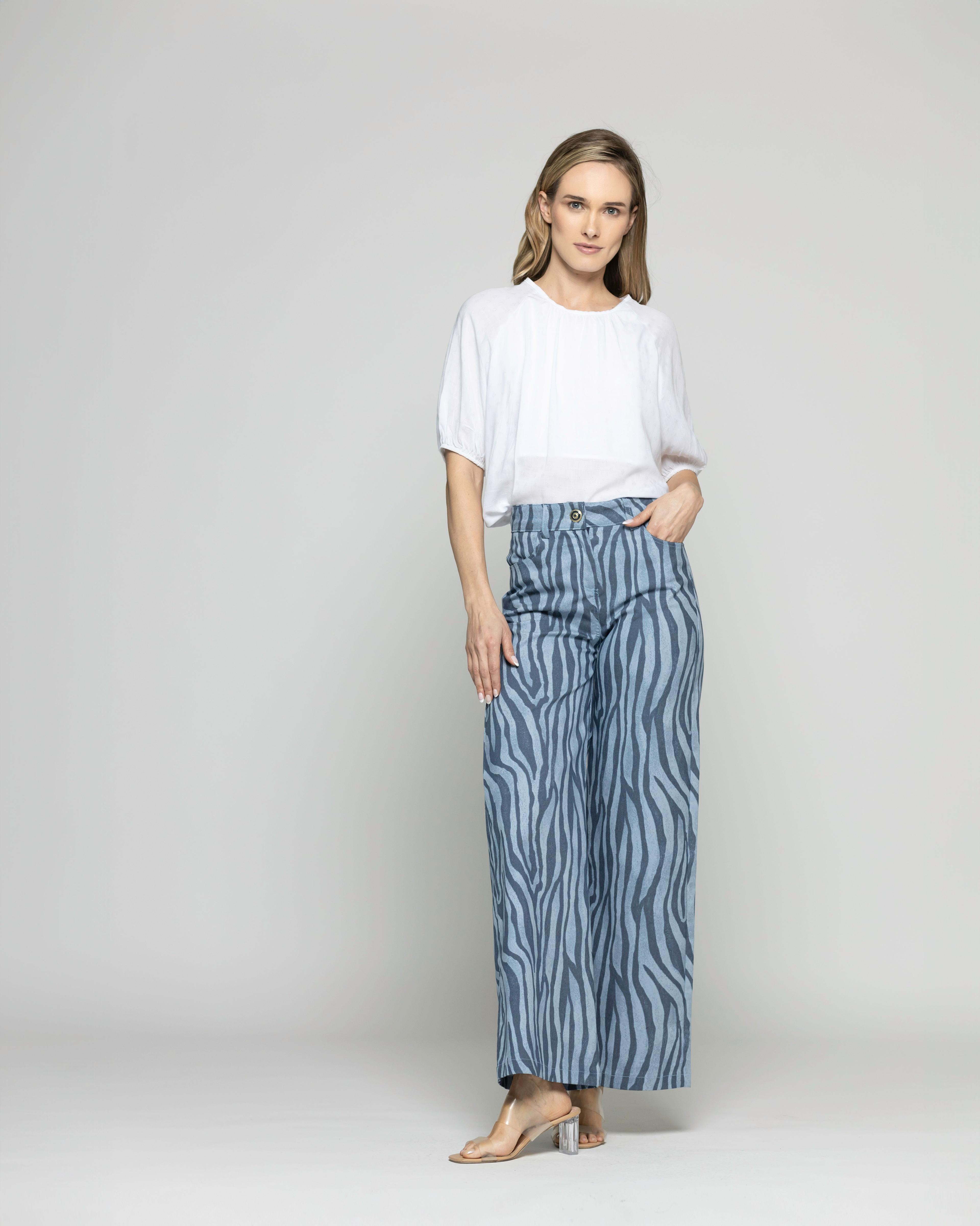 Blusa Mujer Bromelia Manga Globo Escote Redondo Blanca Crudo Ludovica-8