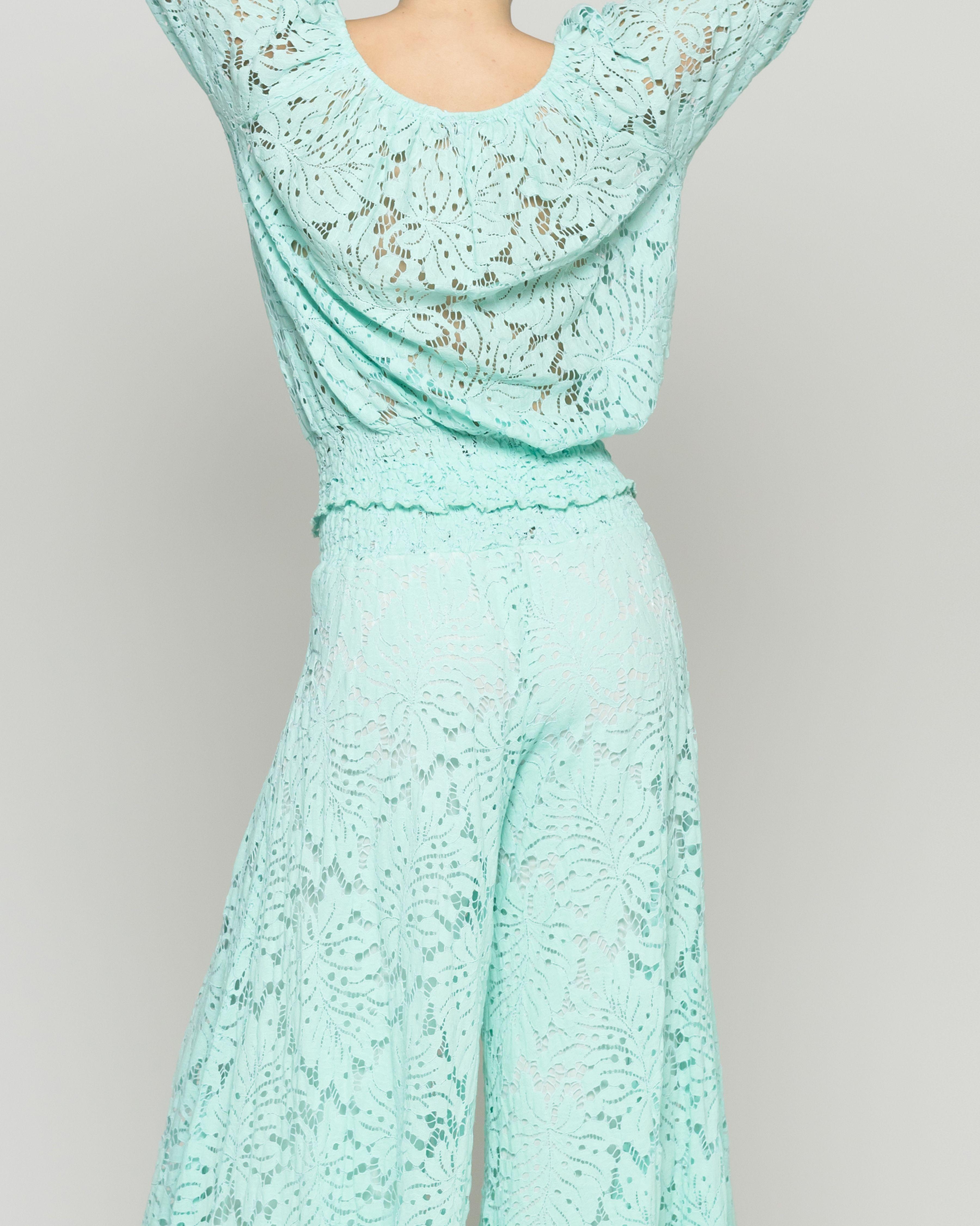 Pantalón Mujer Benedetta De Corte Palazzo Verde Agua Lineatre-4
